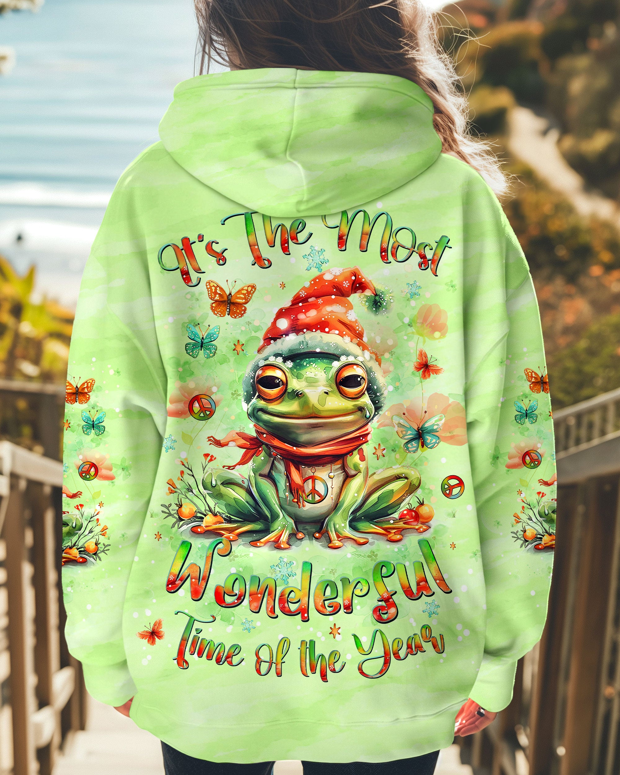 IT'S THE MOST WONDERFUL TIME CHRISTMAS FROG ALL OVER PRINT - YHLT0710241