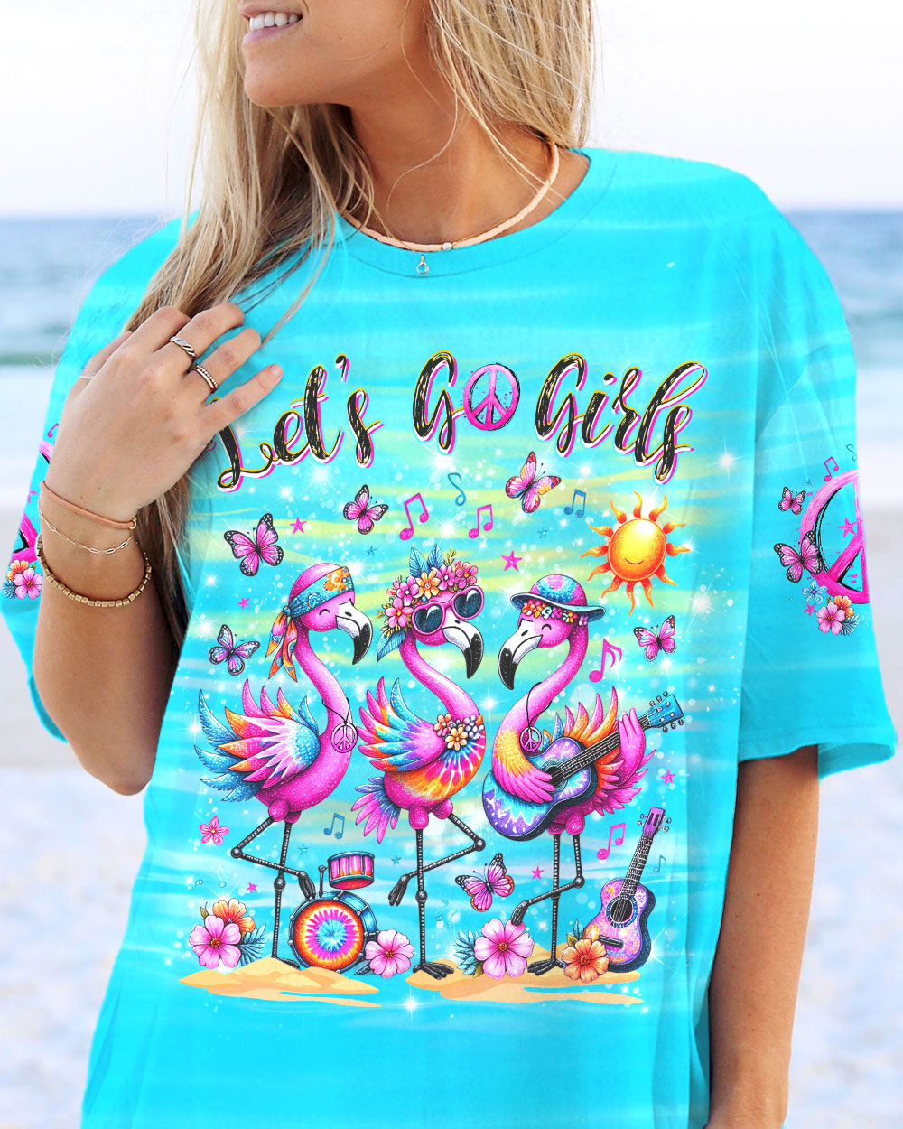 LET'S GO GIRLS FLAMINGO ALL OVER PRINT - YHDU1204242