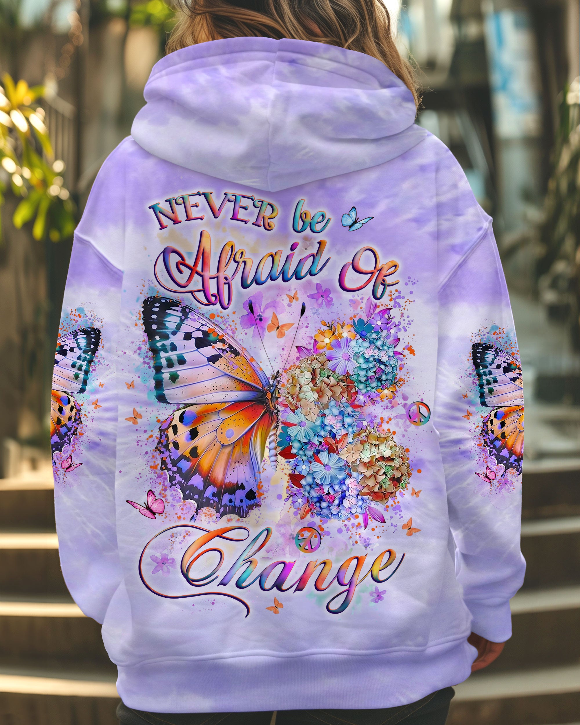 NEVER BE AFRAID OF CHANGE BUTTERFLY ALL OVER PRINT - YHLT2301253