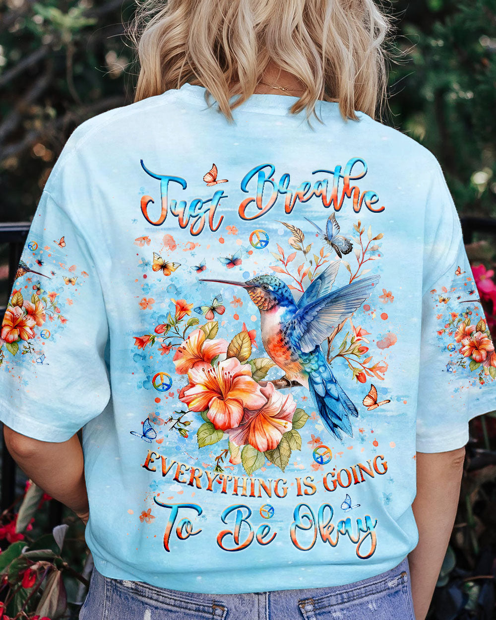 JUST BREATHE HUMMINGBIRD ALL OVER PRINT - YHLT2205242