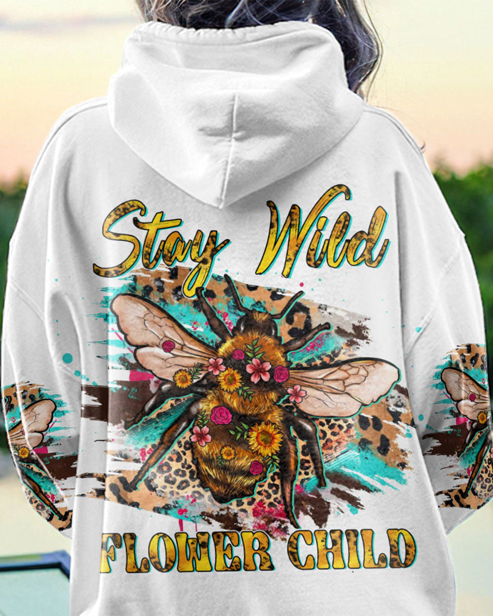STAY WILD FLOWER CHILD BEE ALL OVER PRINT - YHDU1603233