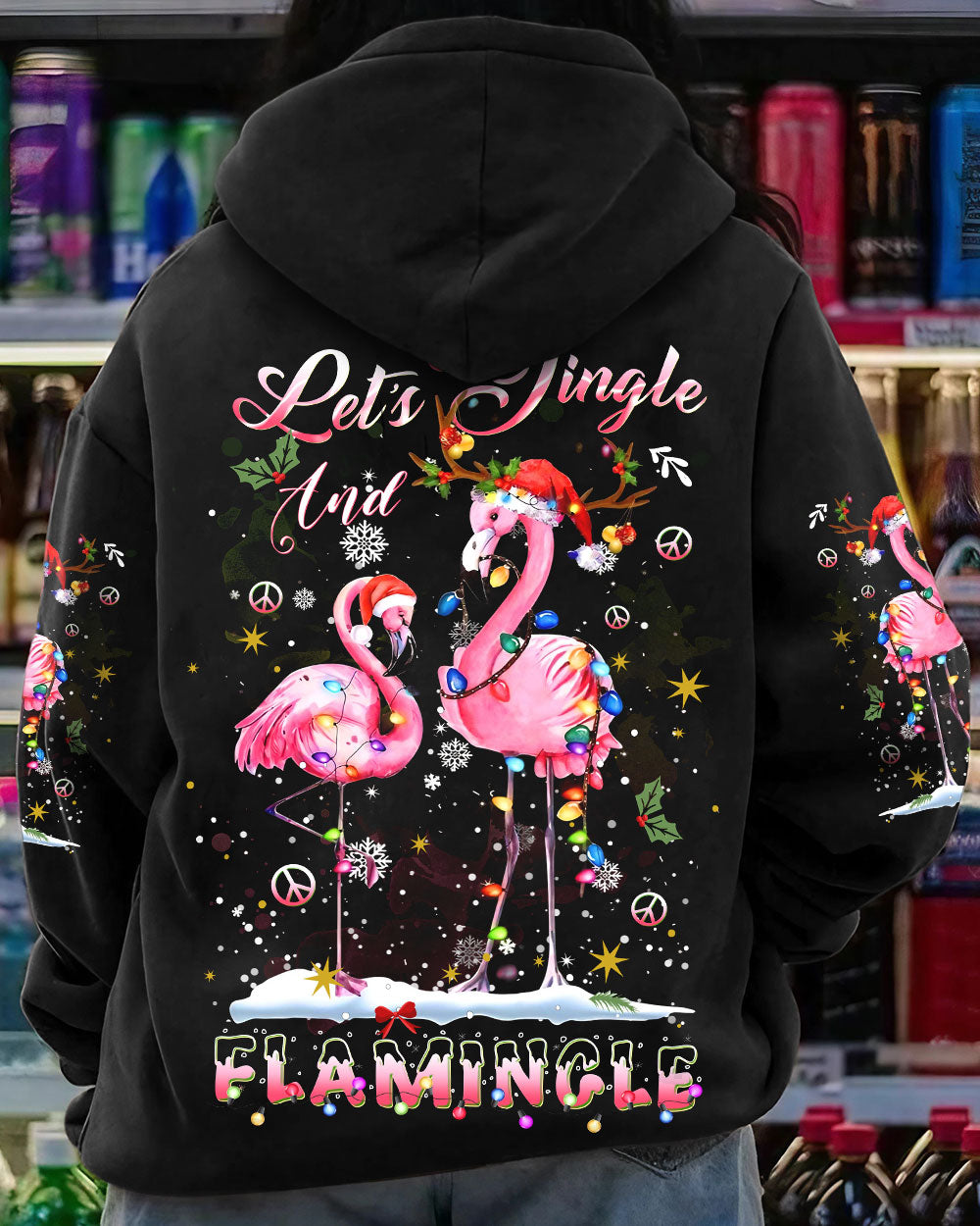 LET'S JINGLE AND FLAMINGLE CHRISTMAS ALL OVER PRINT - YHDU809232