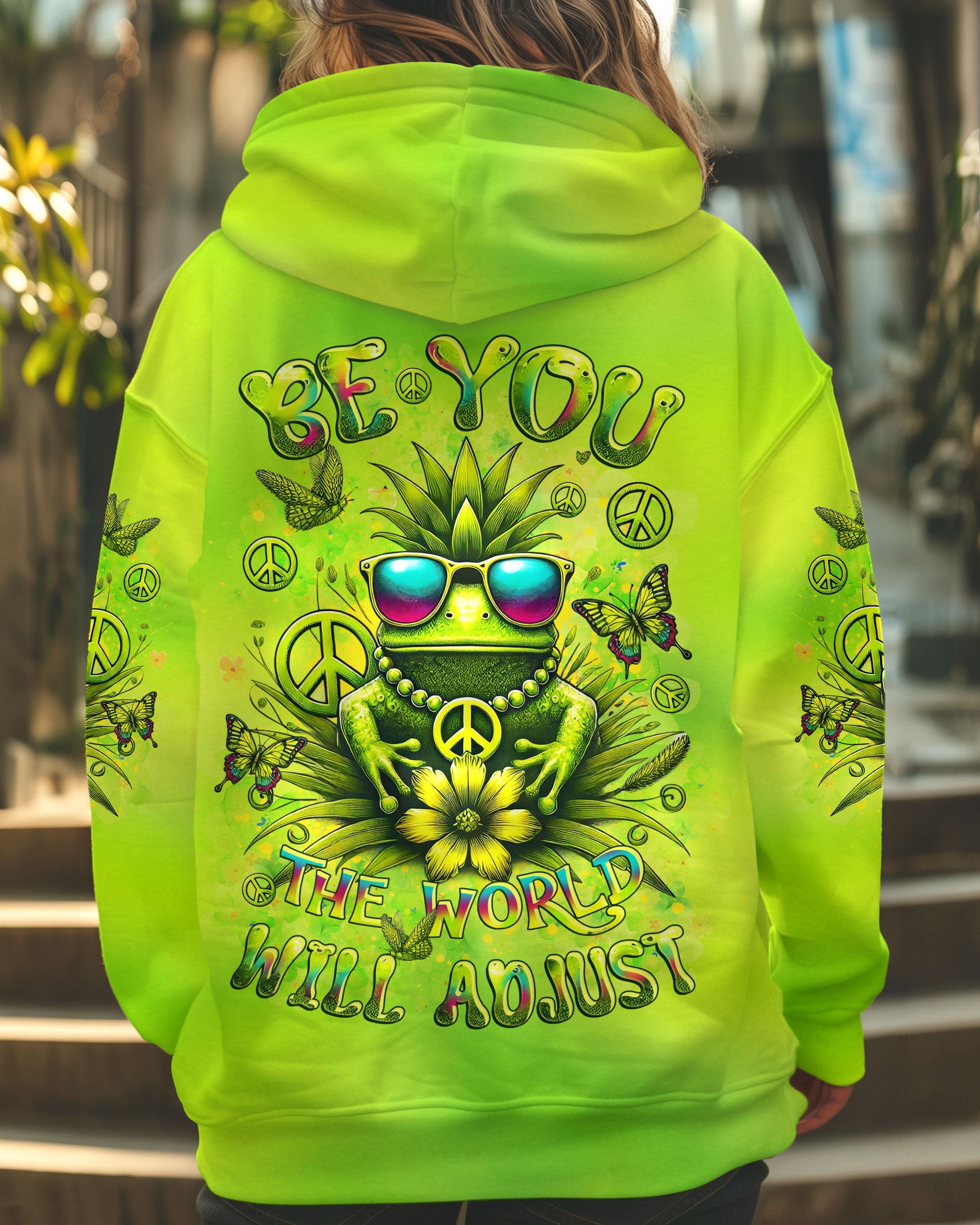 BE YOU THE WORLD WILL ADJUST FROG ALL OVER PRINT - YHLT0702251