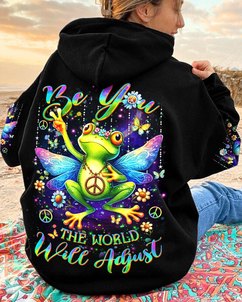 BE YOU THE WORLD WILL ADJUST FROG ALL OVER PRINT - YHDU2711231
