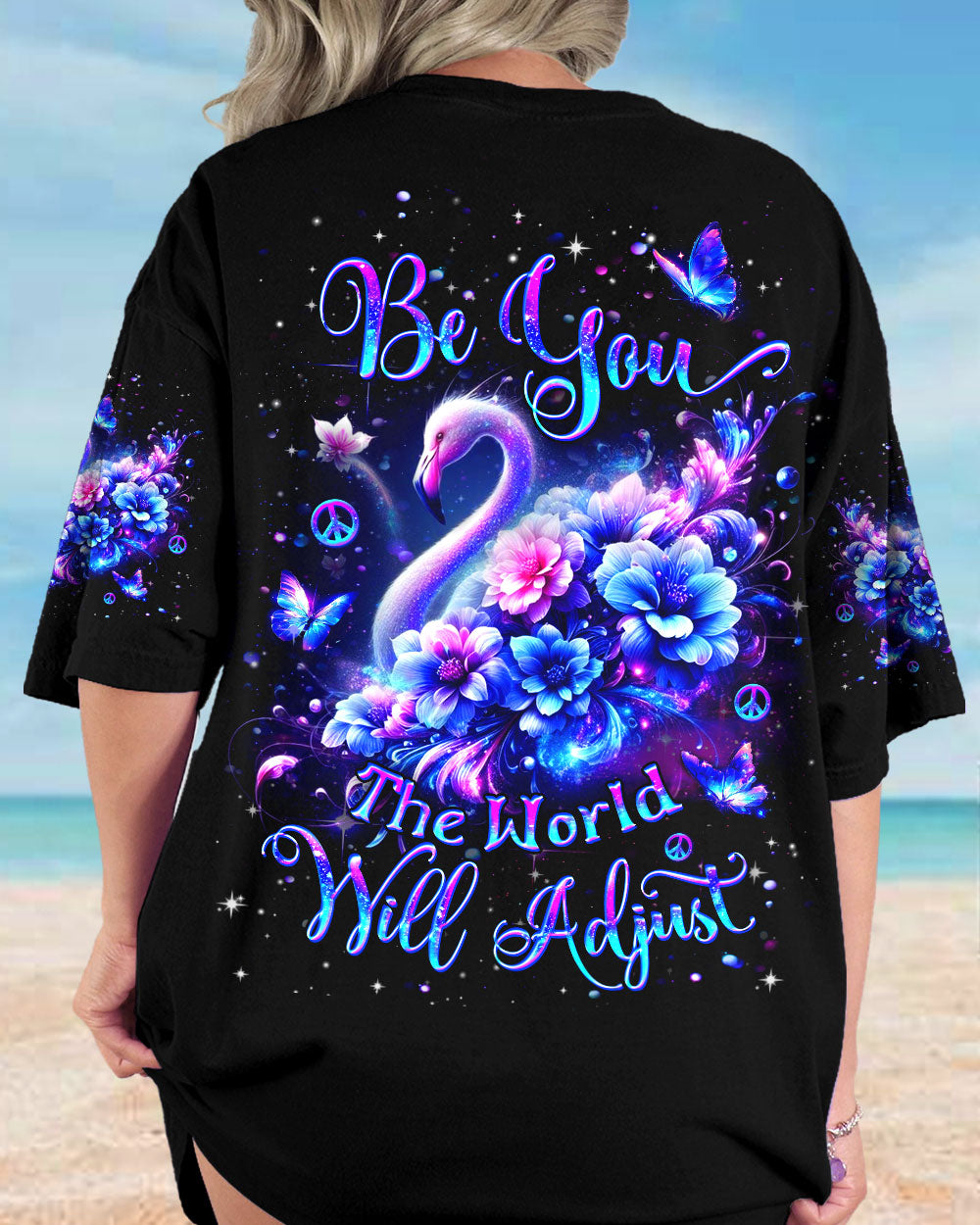 BE YOU THE WORLD WILL ADJUST FLAMINGO ALL OVER PRINT - YHDU1604243