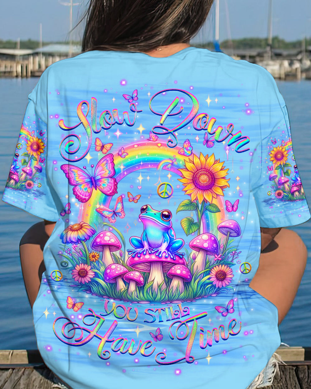 SLOW DOWN YOU STILL HAVE TIME FROG ALL OVER PRINT - YHHG2604241