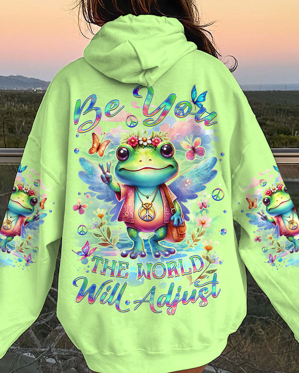 BE YOU THE WORLD WILL ADJUST FROG ALL OVER PRINT - YHDU3011232