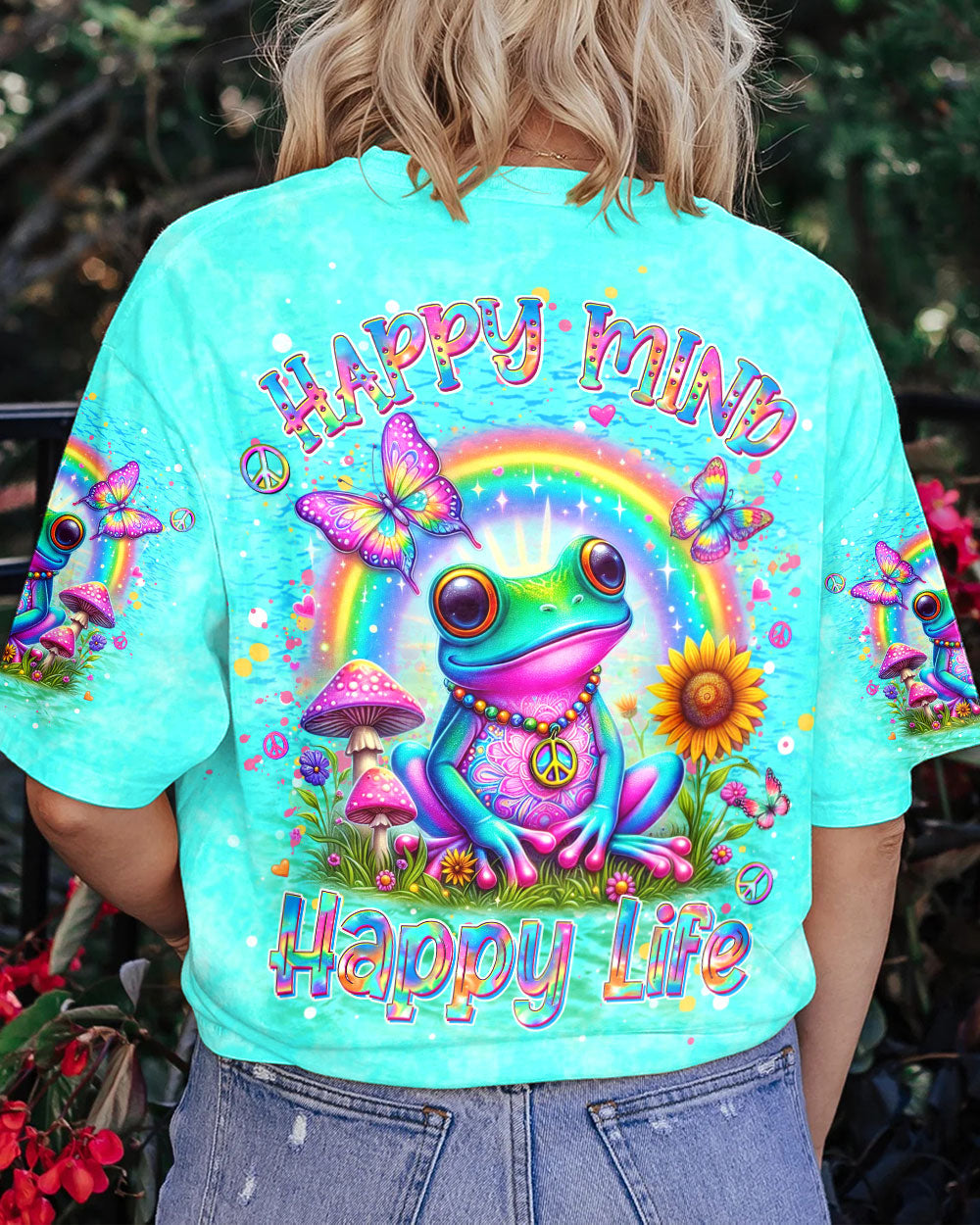 HAPPY MIND HAPPY LIFE FROG ALL OVER PRINT - YHDU0605241