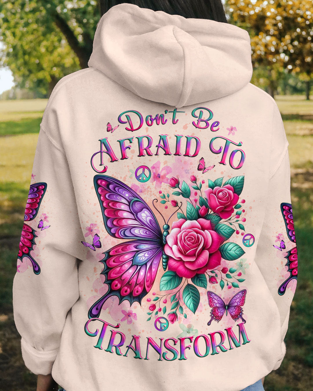DON'T BE AFRAID TO TRANSFORM BUTTERFLY ALL OVER PRINT - YHLT2401251