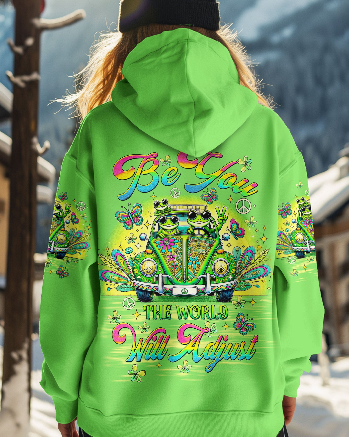 BE YOU THE WORLD WILL ADJUST FROG CAR ALL OVER PRINT  - TLTW2011245