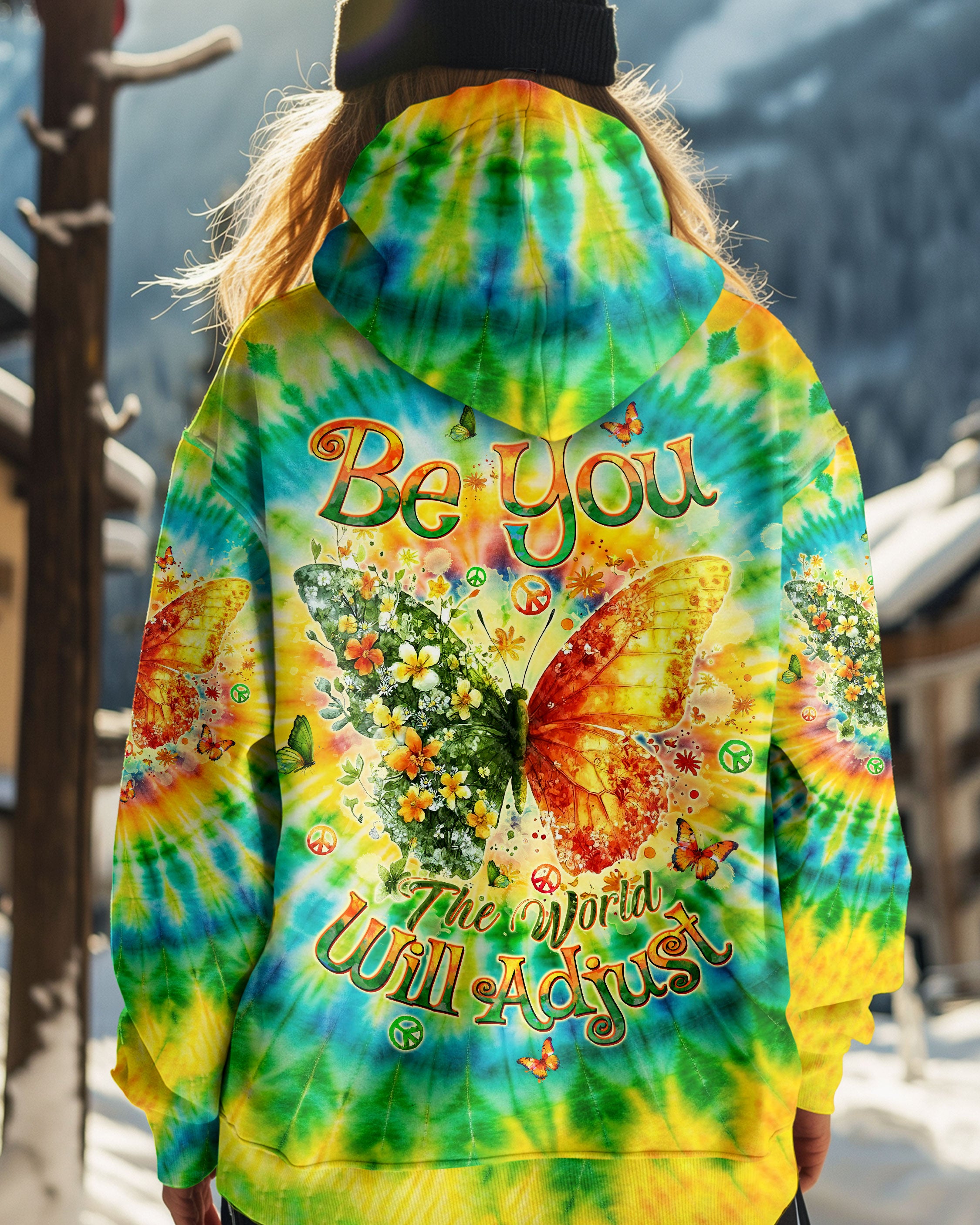 BE YOU THE WORLD WILL ADJUST BUTTERFLY TIE DYE  ALL OVER PRINT  - TLTW0801255