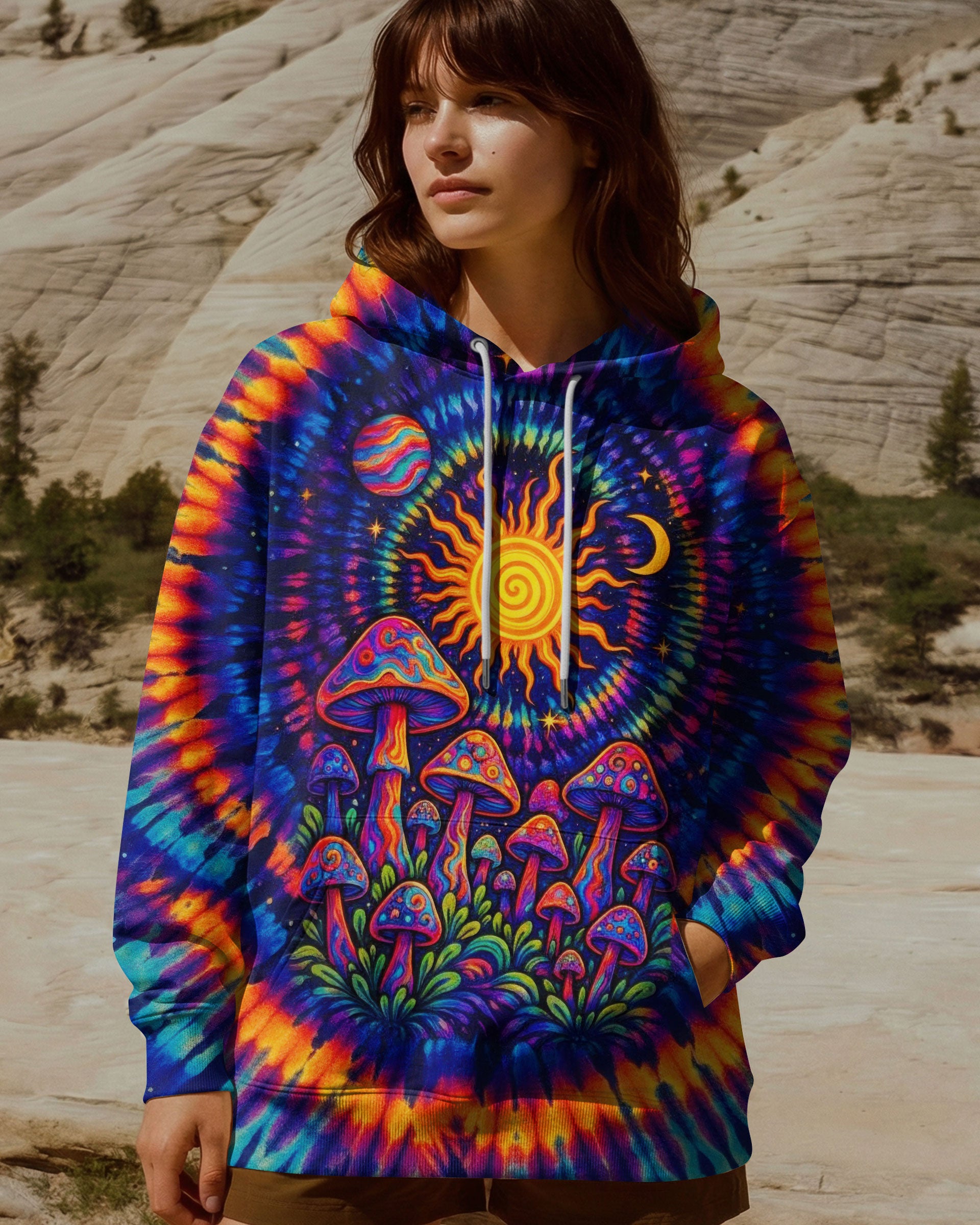 MUSHROOM SUN & MOON SWIRL ALL OVER PRINT  - TLTW3101262