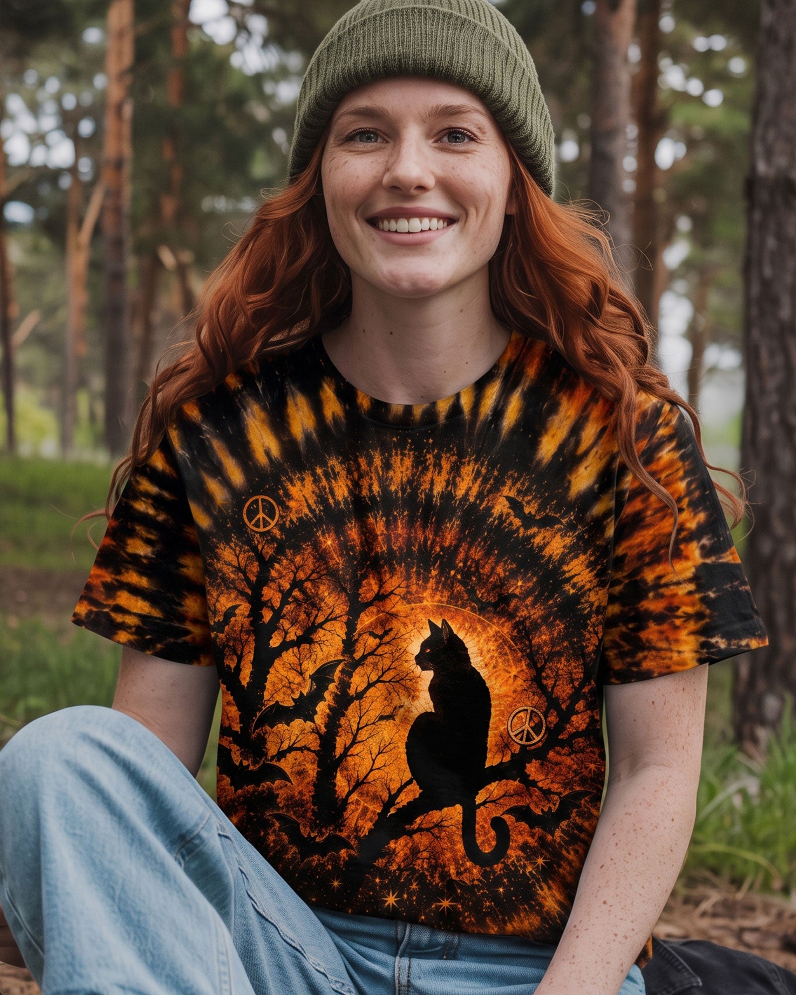 HELLO DARKNESS MY OLD FRIEND BLACK CAT SWIRL HALLOWEEN ALL OVER PRINT - TLTW2207262