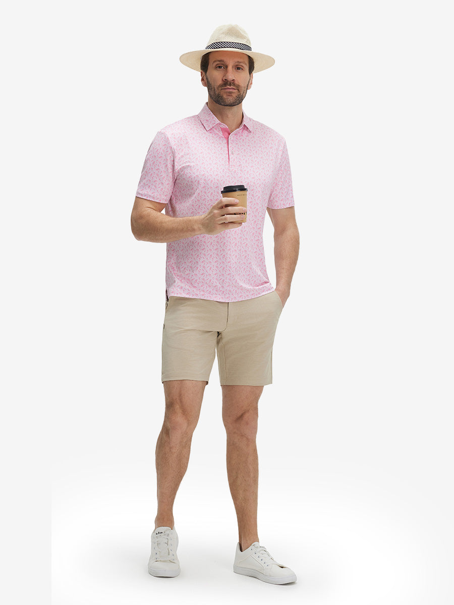 Swing in Style: 4-Way Stretch Performance Printed Golf Polo