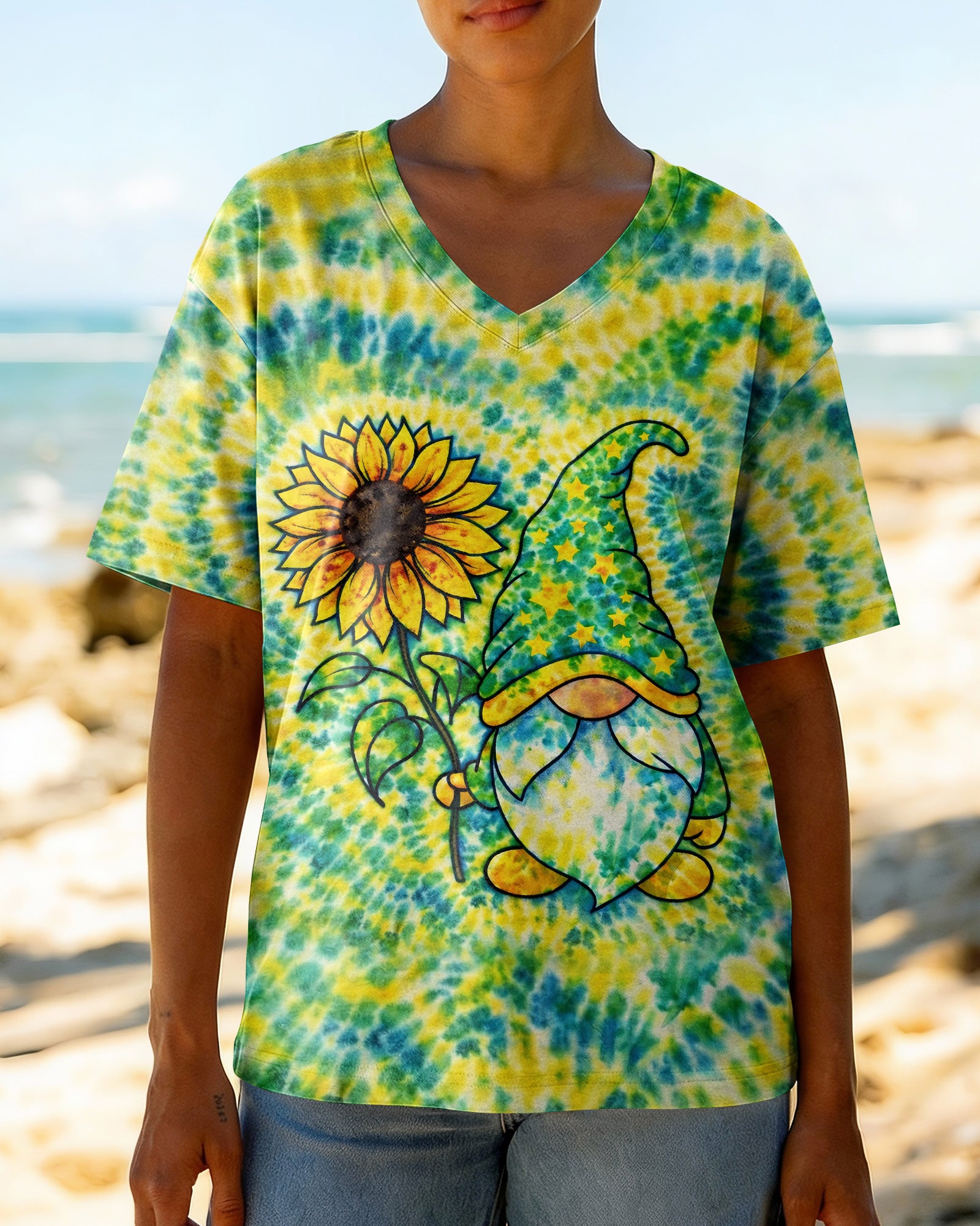 SUNFLOWER GNOME SWIRL ALL OVER PRINT - TLHN2403363