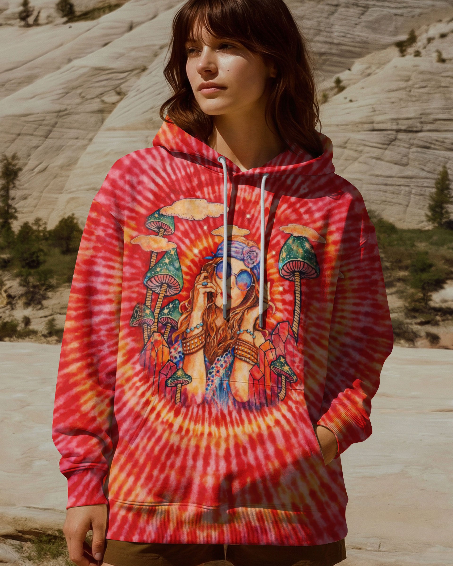 HIPPIE GIRL RED & ORANGE SWIRL ALL OVER PRINT  - TLTW1202262