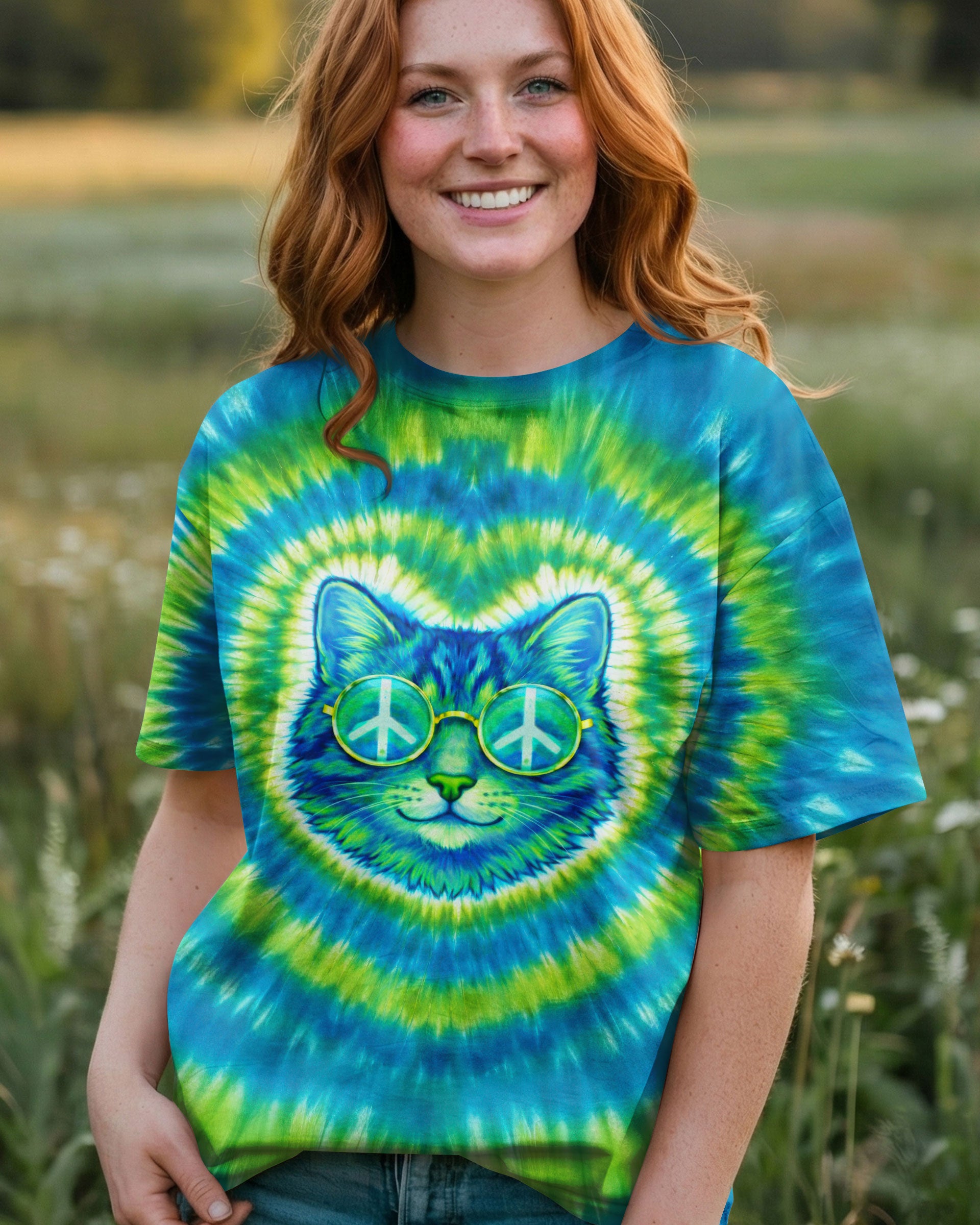HIPPIE CAT SWIRL ALL OVER PRINT - TLTW2302262