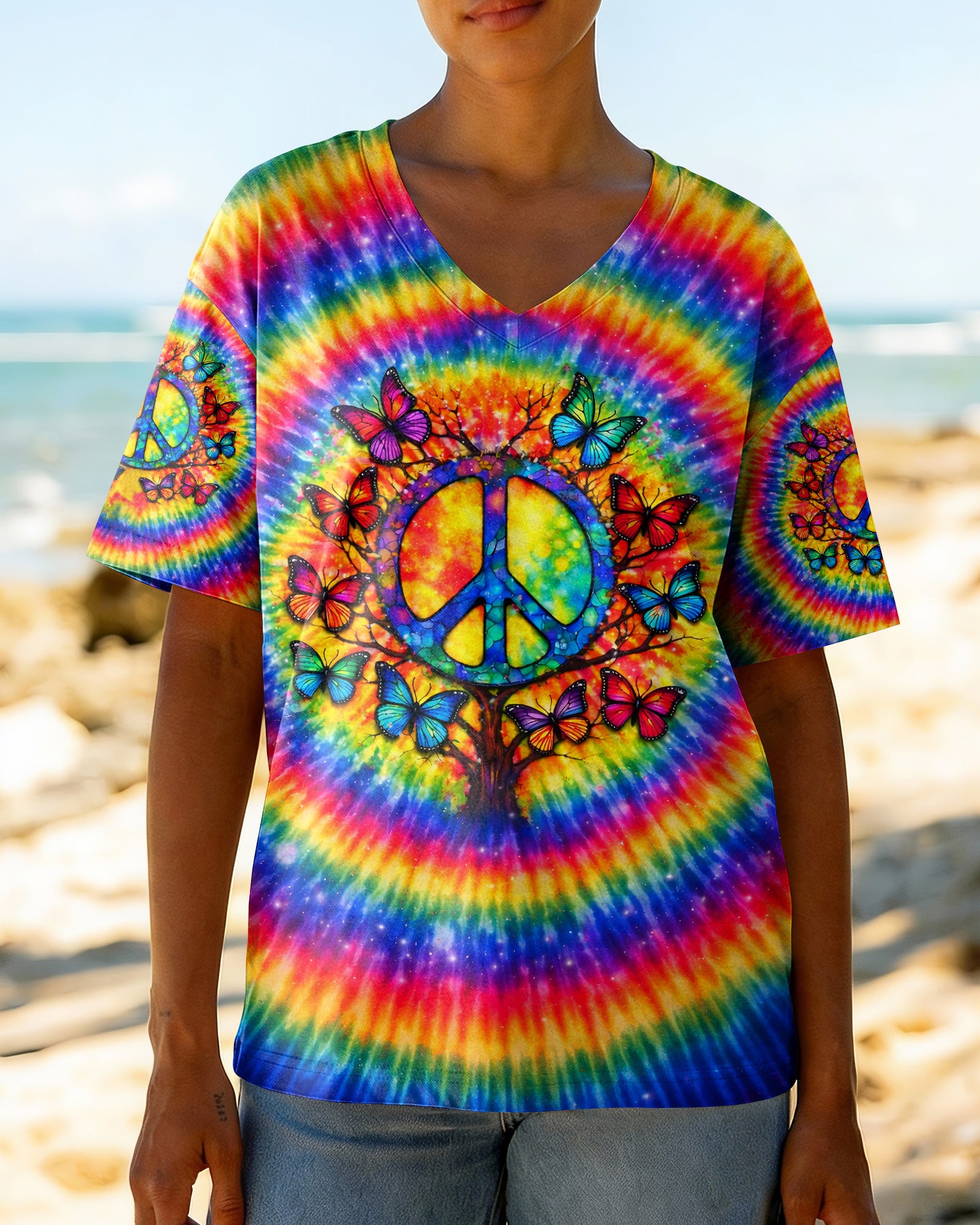 I BELIEVE THERE ARE ANGELS AMONG US PEACE BUTTERFLY SWIRL ALL OVER PRINT - TLNO1302261