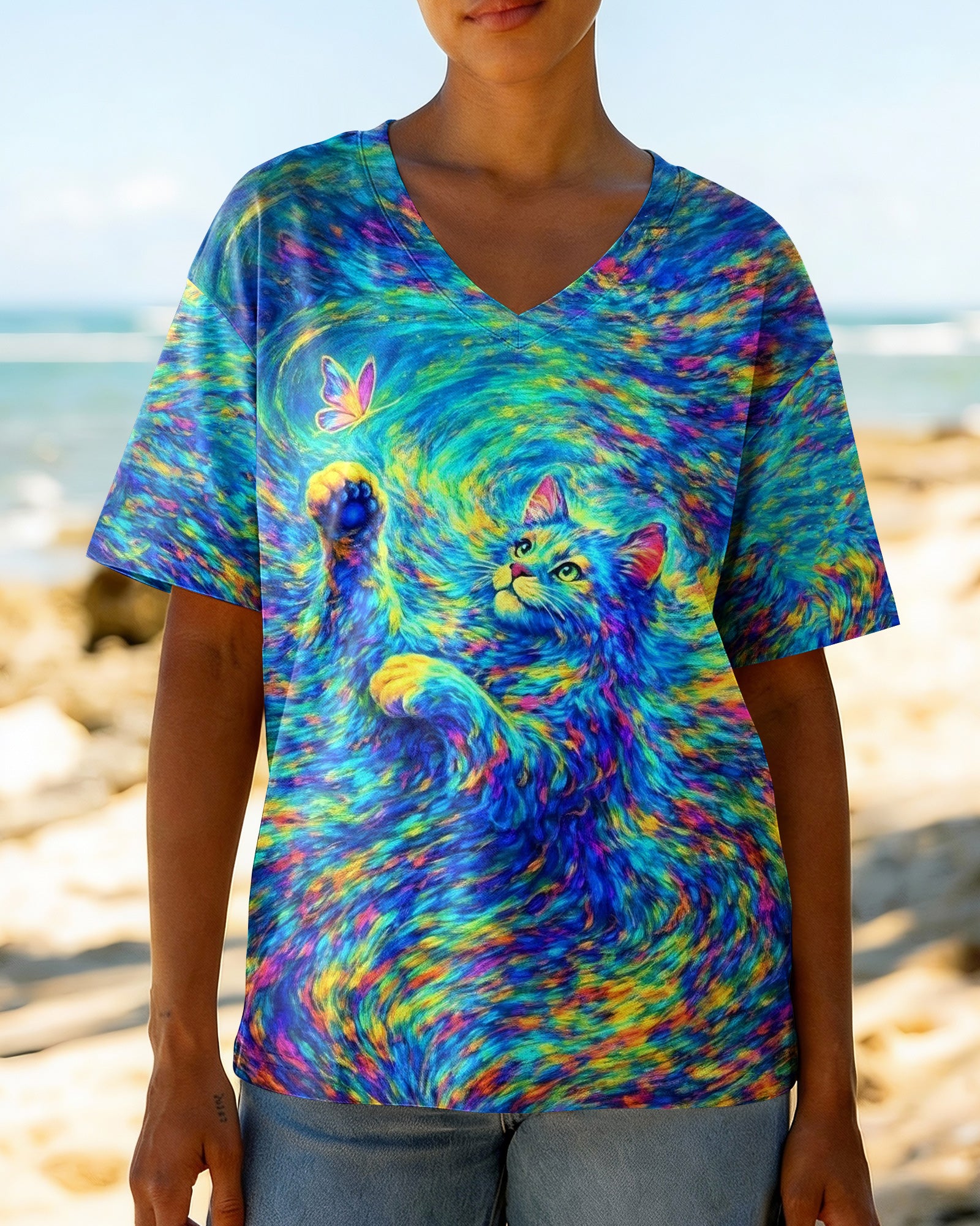 AURORA SPIRIT CAT ALL OVER PRINT - YHHG2402261