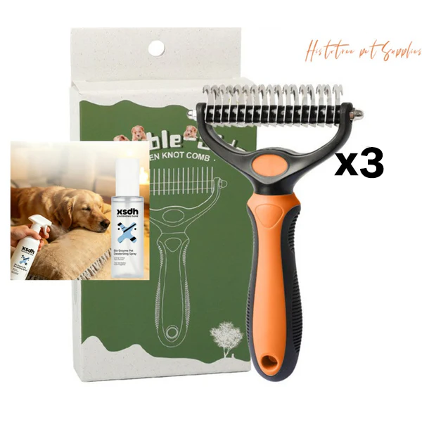 ⏳LAST DAY: Only 9.9￡！🎉 #1 in UK Pet Grooming 2026 🏆Professional Double-Sided Deshedding Brush for Dogs & Cats – Reduces Shedding by 90%💪