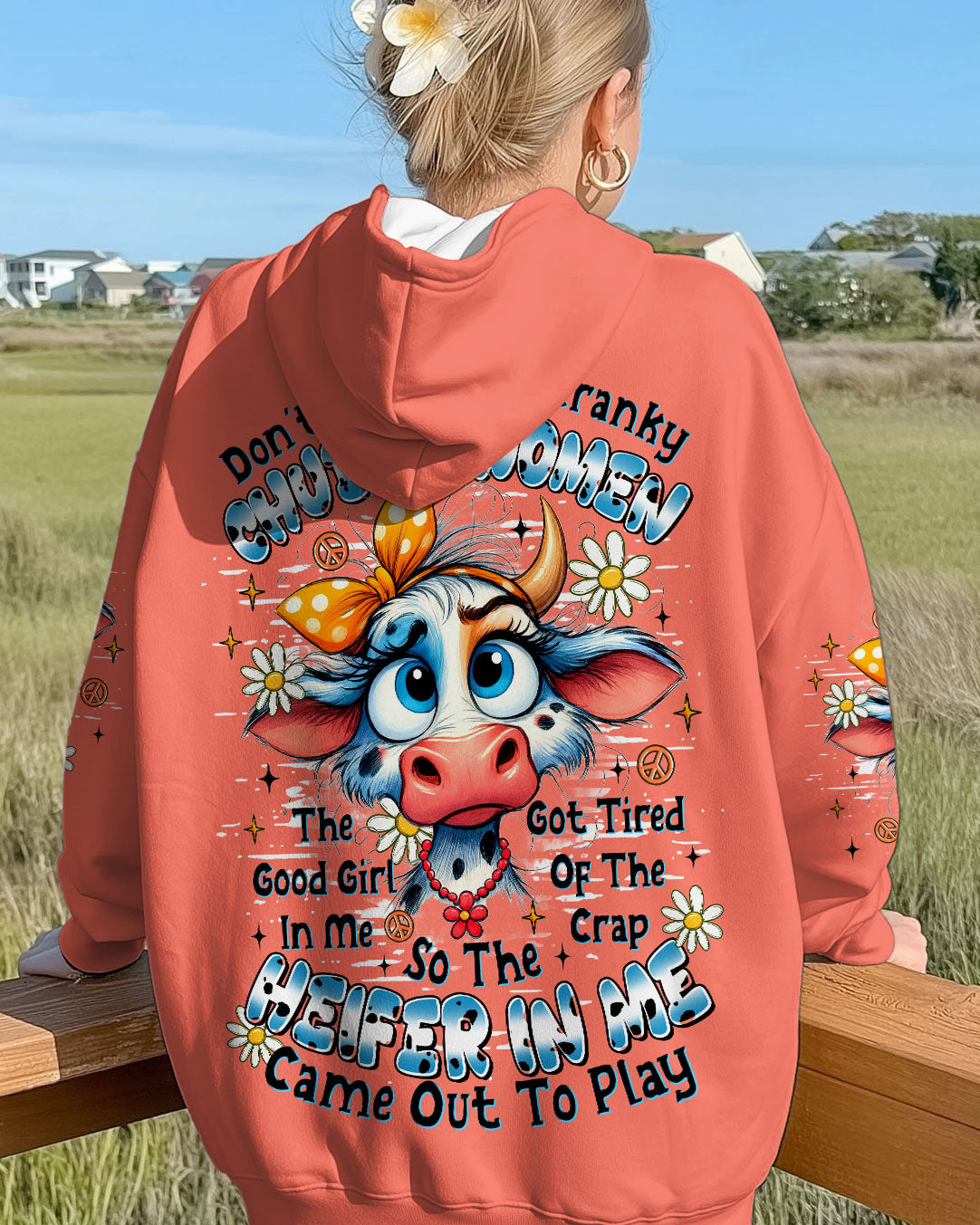 DON'T MESS WITH CRANKY CHUBBY WOMEN COW ALL OVER PRINT - TLTR2609252