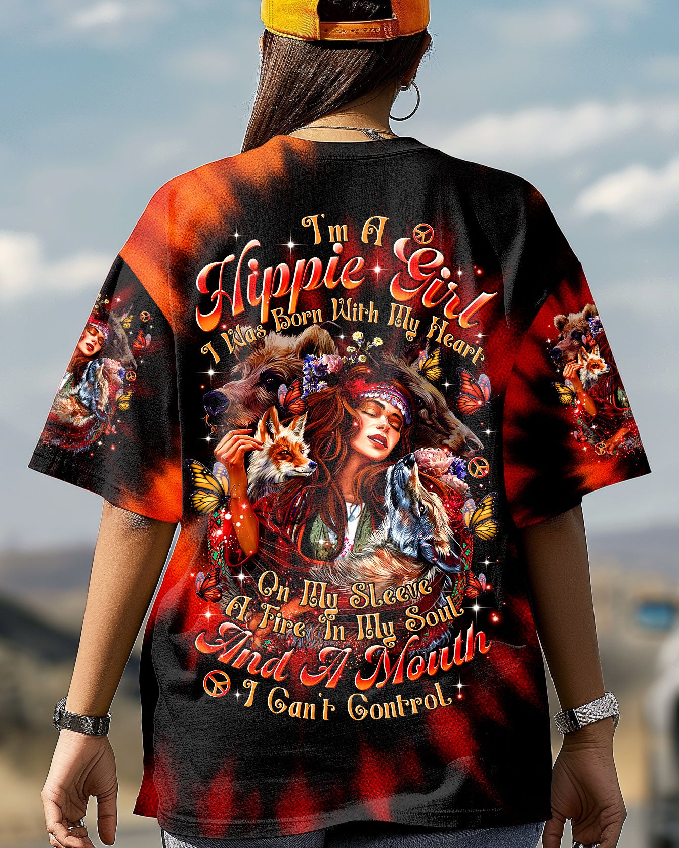 I'M A HIPPIE GIRL WOLF TIE DYE ALL OVER PRINT -  TLTR2306251