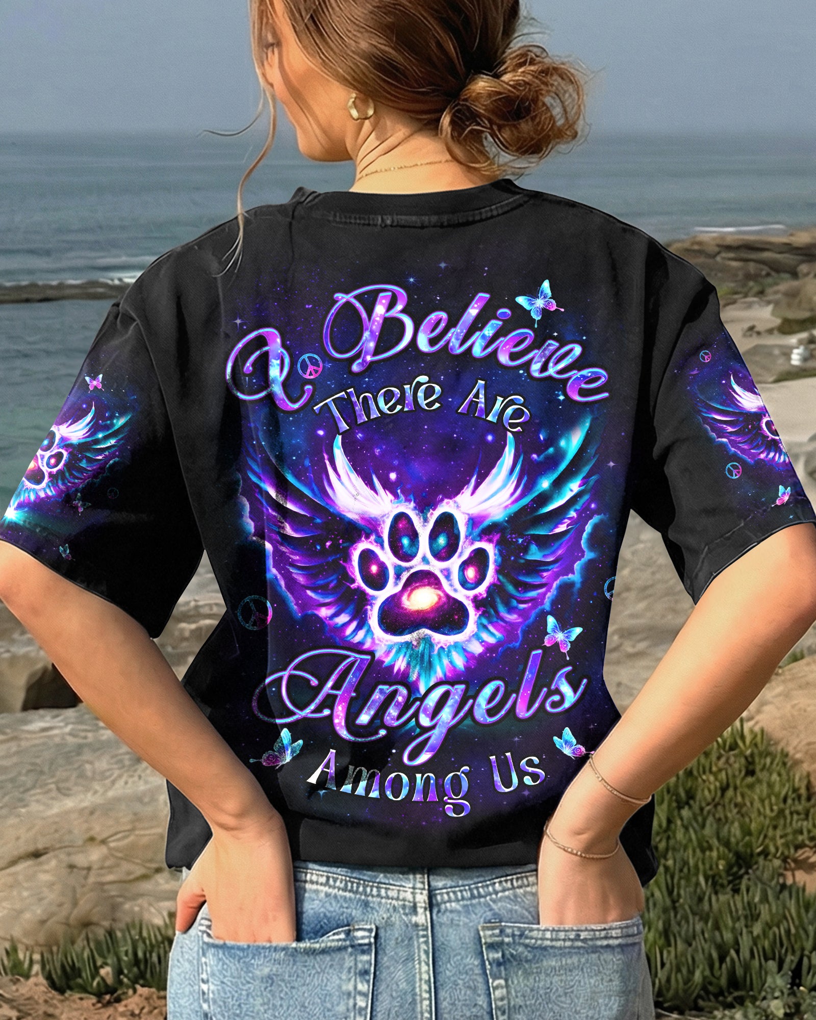I BELIEVE THERE ARE ANGELS AMONG US PAW PRINT ALL OVER PRINT - YHHN3001262