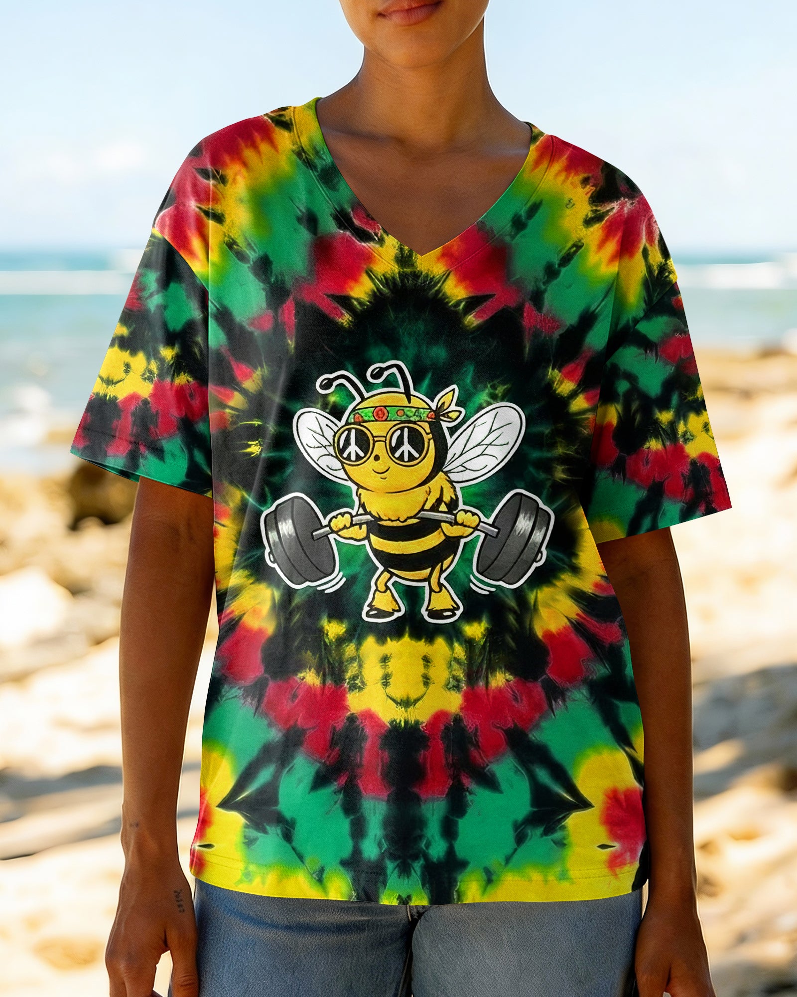 BEE STRONG RAINBOW SWIRL ALL OVER PRINT - YHHG0302261