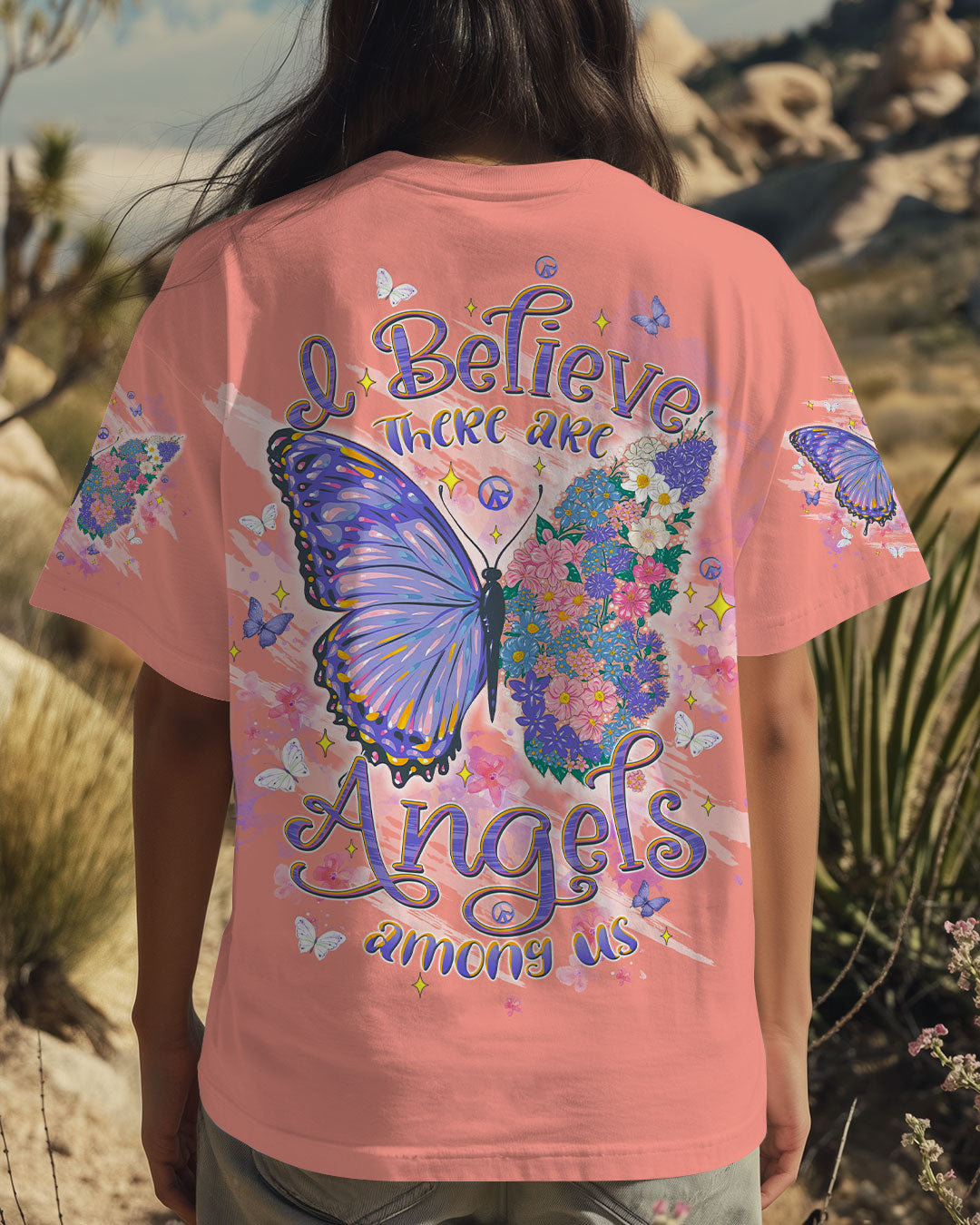 I BELIEVE THERE ARE ANGELS AMONG US BUTTERFLY ALL OVER PRINT - TLTW1908244