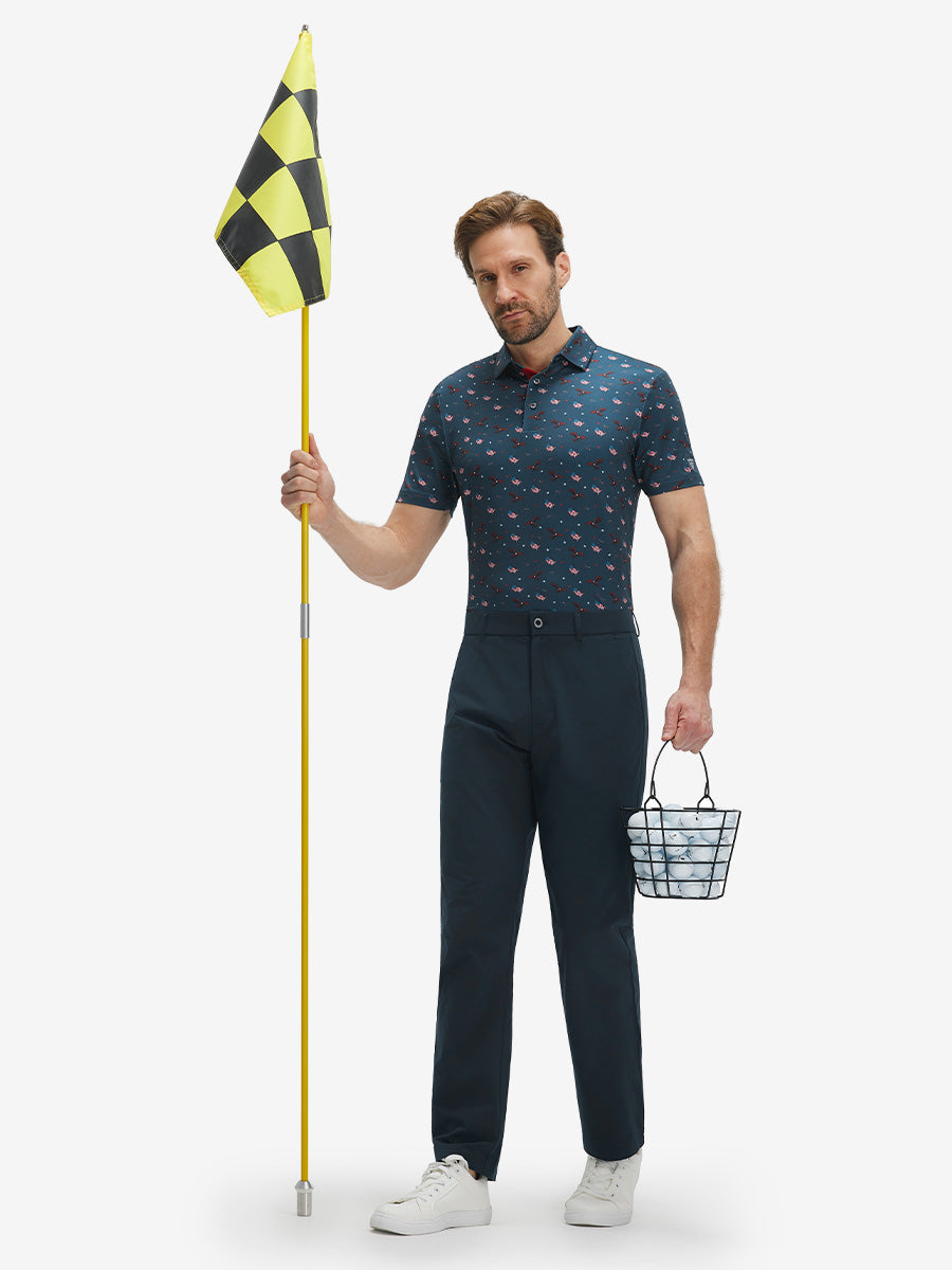 Swing in Style: 4-Way Stretch Performance Printed Golf Polo