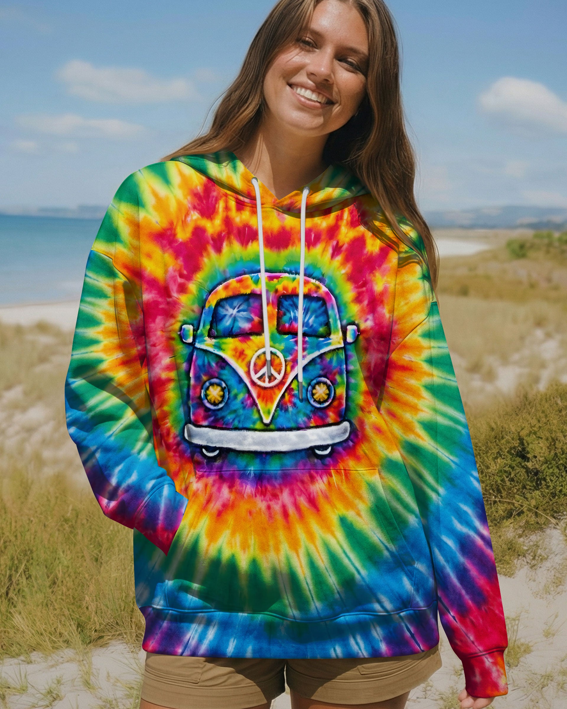 HIPPIE BUS  COLORFUL SWIRL ALL OVER PRINT  - TLTW3112251
