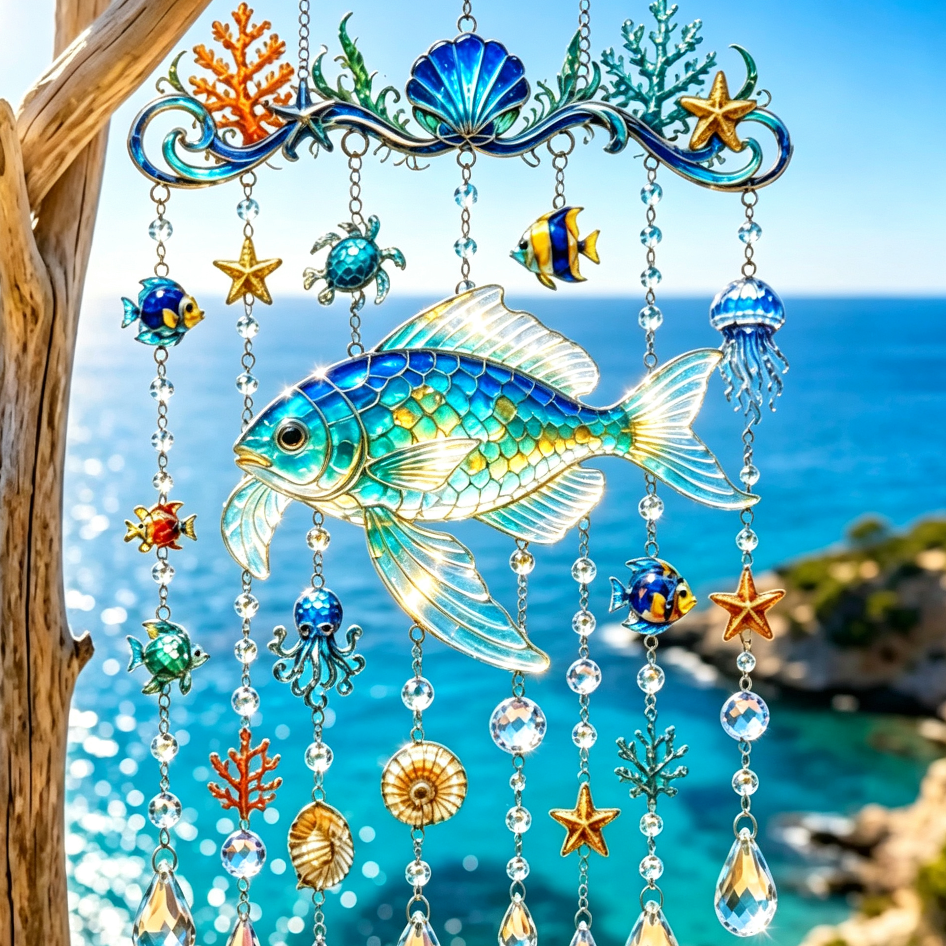 🌊 Sparkling Ocean Suncatcher – Dolphin, Whale & Sea Turtle Hanging Decor ✨