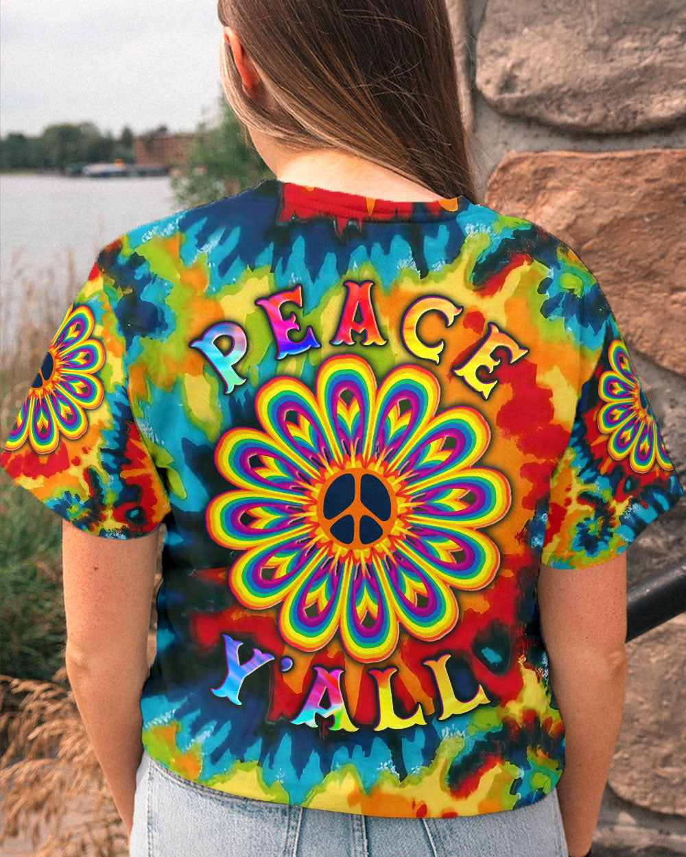 PEACE Y'ALL TIE DYE ALL OVER PRINT - YHLN2806234