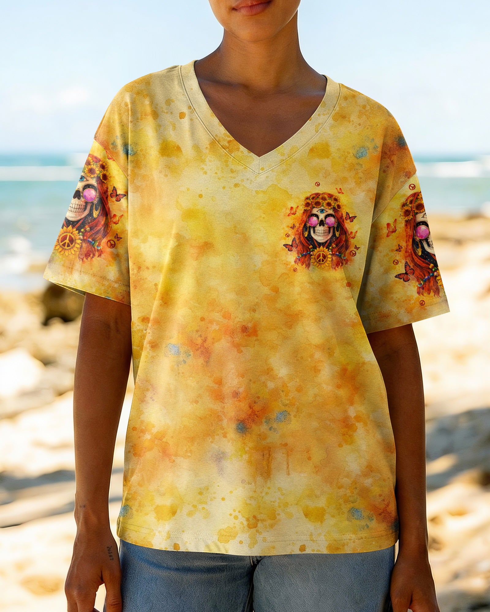ASSUMING I'M JUST AN OLD LADY SKULL SUNFLOWER ALL OVER PRINT - TLTW1004261