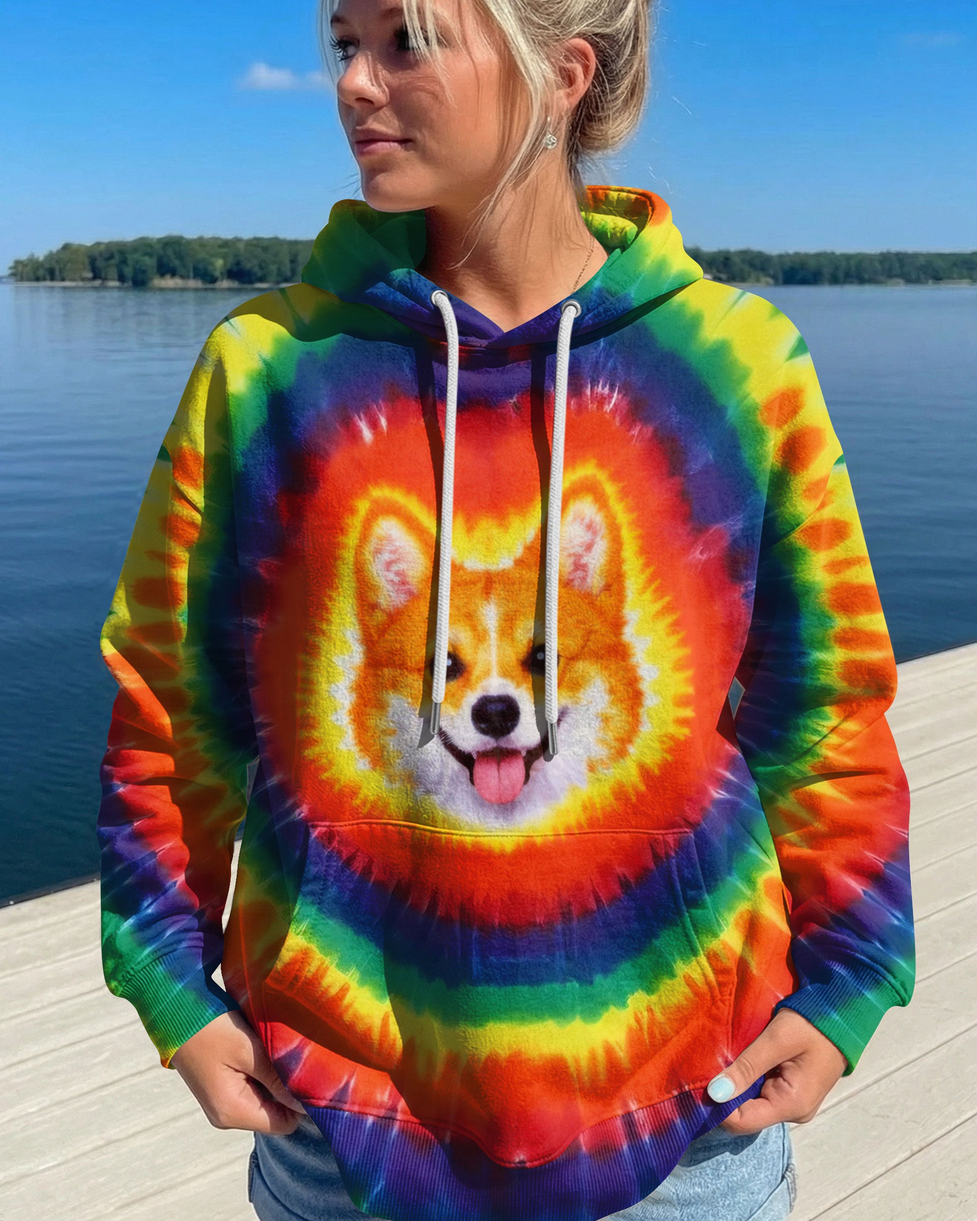 CUTE CORGI COLORFUL SWIRL ALL OVER PRINT   - TLTW0701262