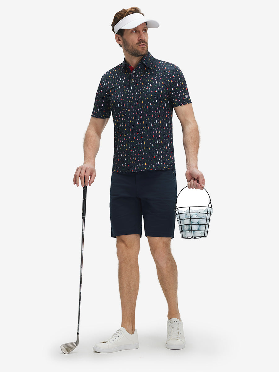 Swing in Style: 4-Way Stretch Performance Printed Golf Polo