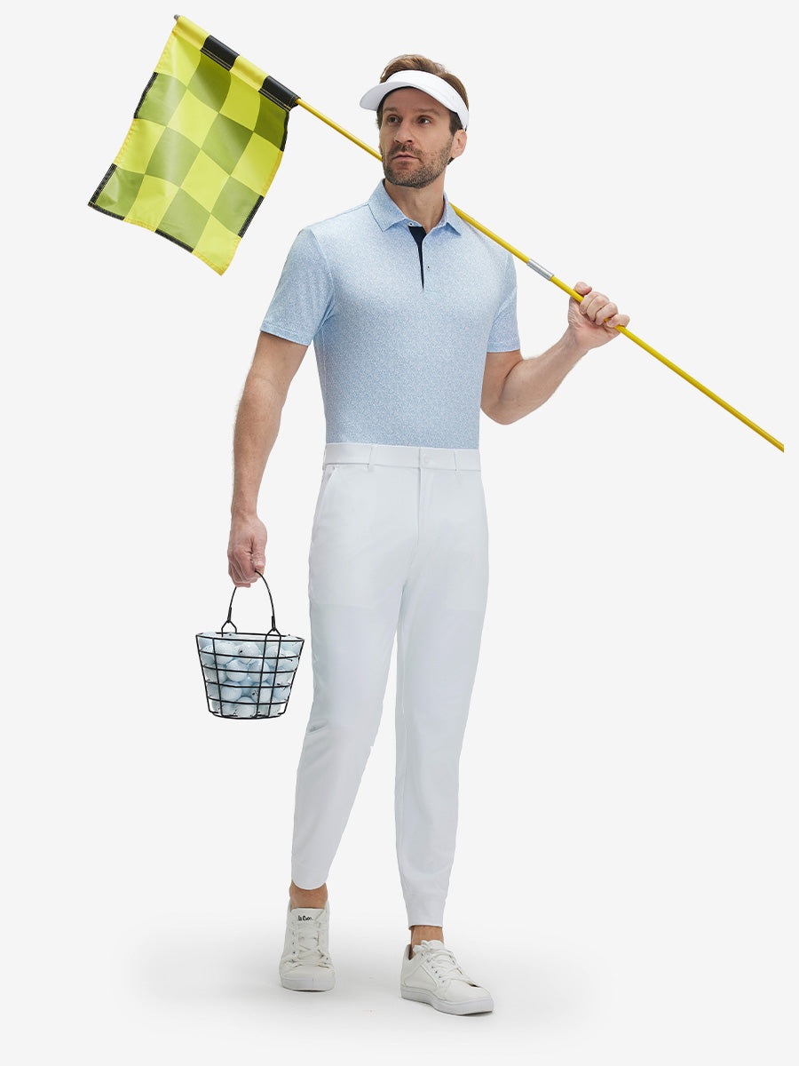 Swing in Style: 4-Way Stretch Performance Printed Golf Polo
