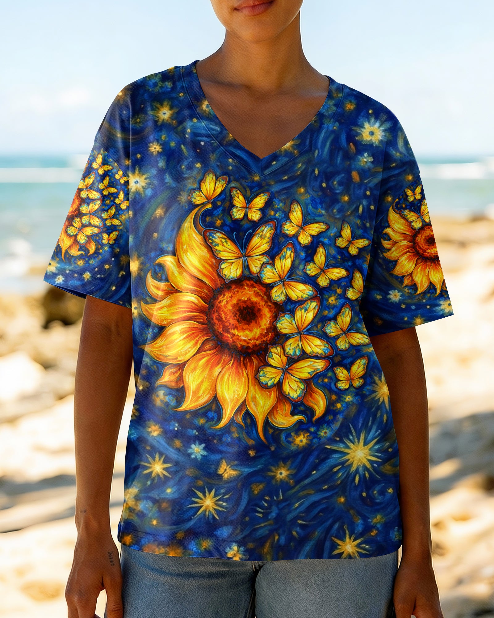 BUTTERFLY SUNFLOWER ALL OVER PRINT - TLHN0907262