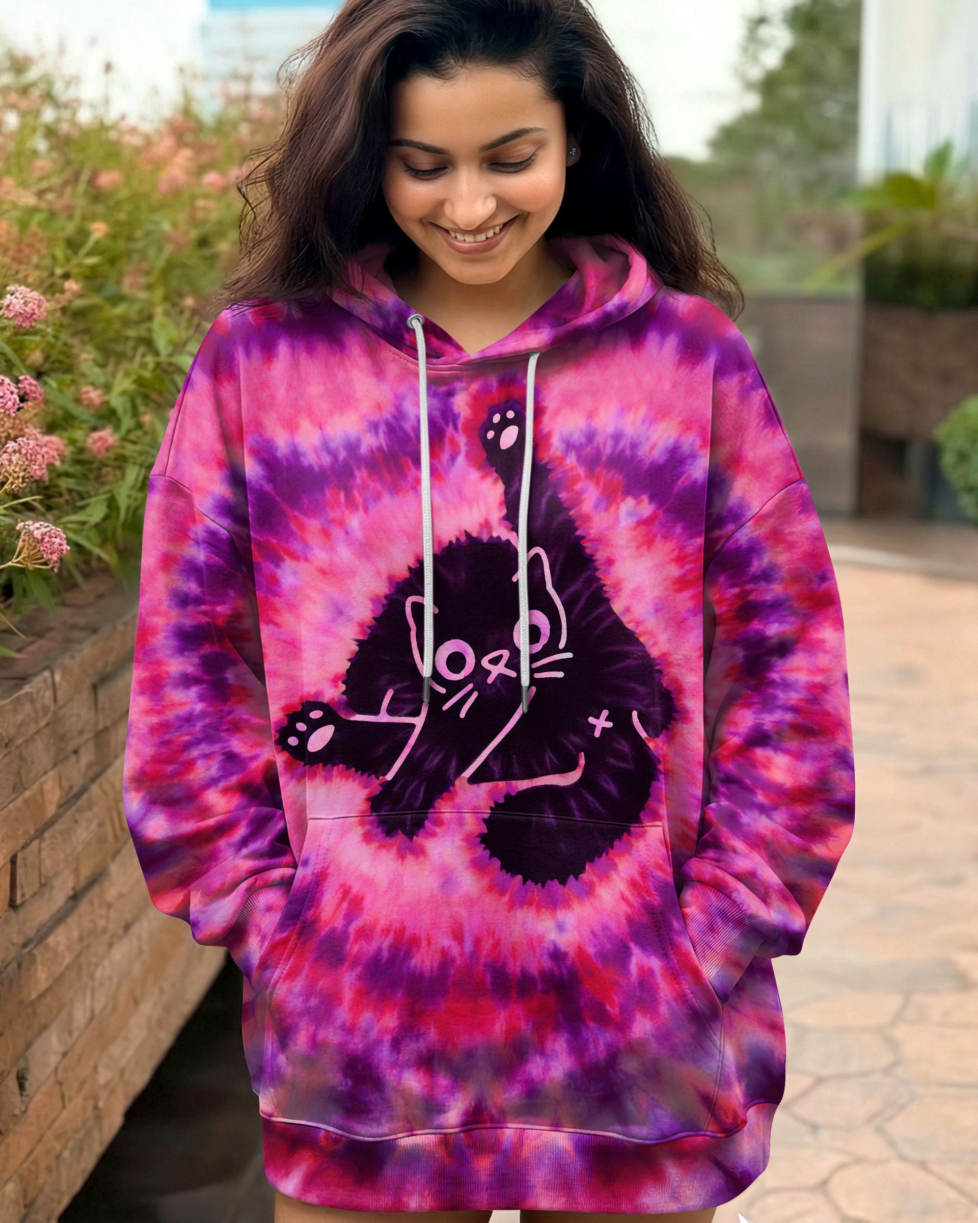 FUNNY CAT PINK PURPLE SWIRL PATTERN ALL OVER PRINT - TLTW2512251