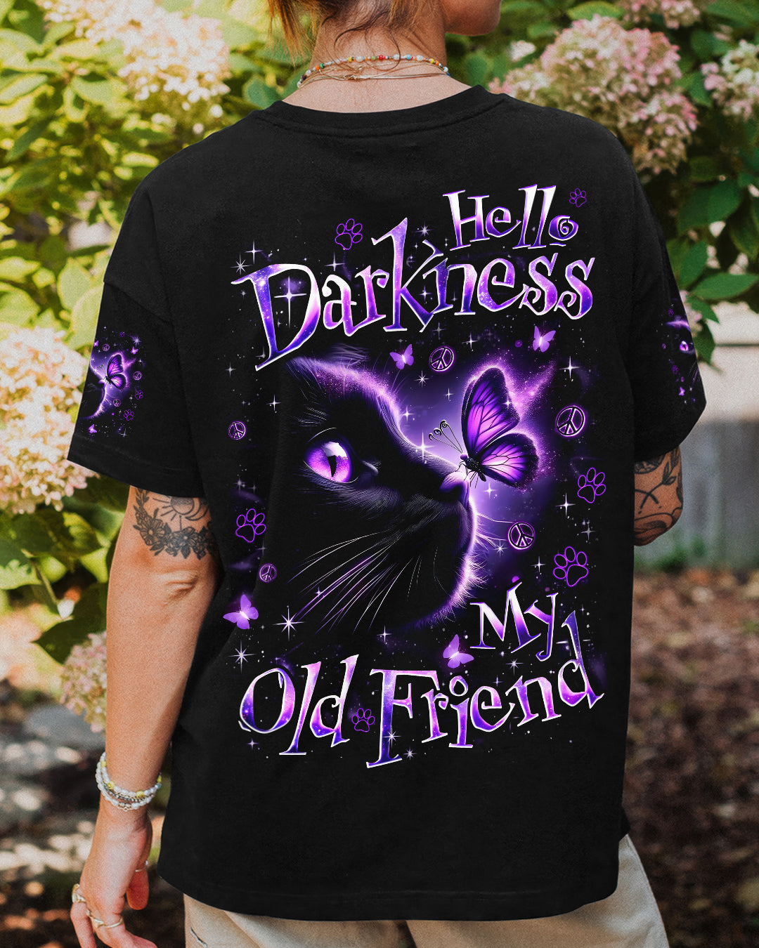 HELLO DARKNESS MY OLD FRIEND CAT AND BUTTERFLY ALL OVER PRINT - TYQY1203262