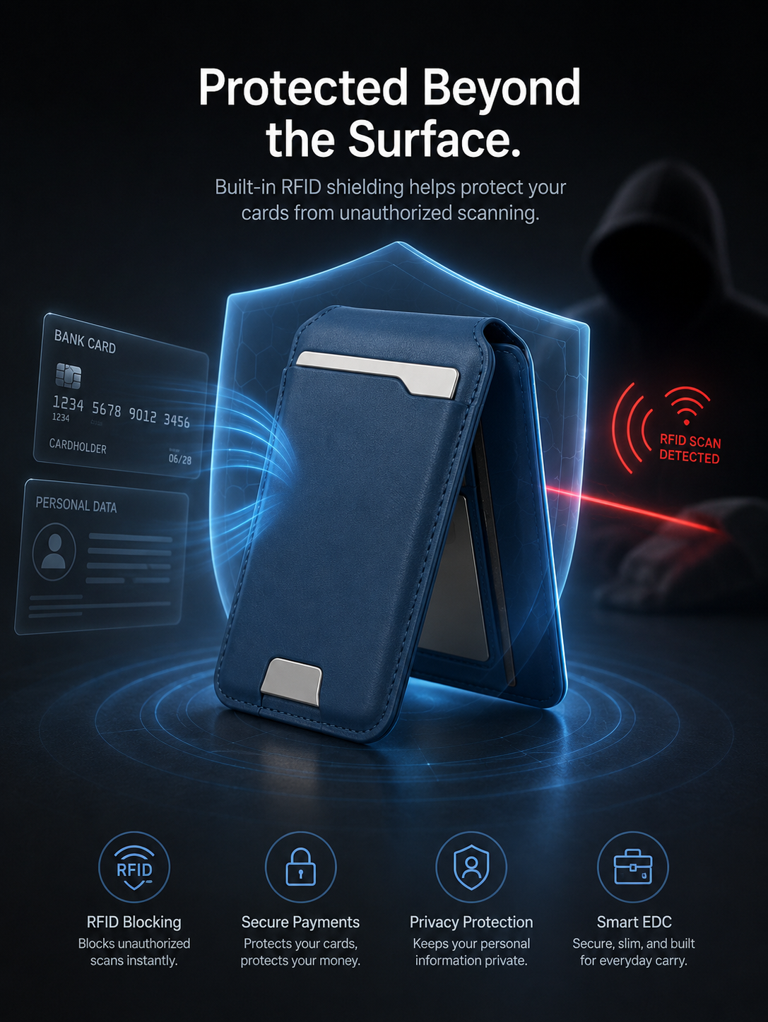 Smart MagSafe Wallet Made of Genuine Nappa Leather – with Apple Find My™ & Google Find Hub™, RFID Protection, and Wireless Charging.