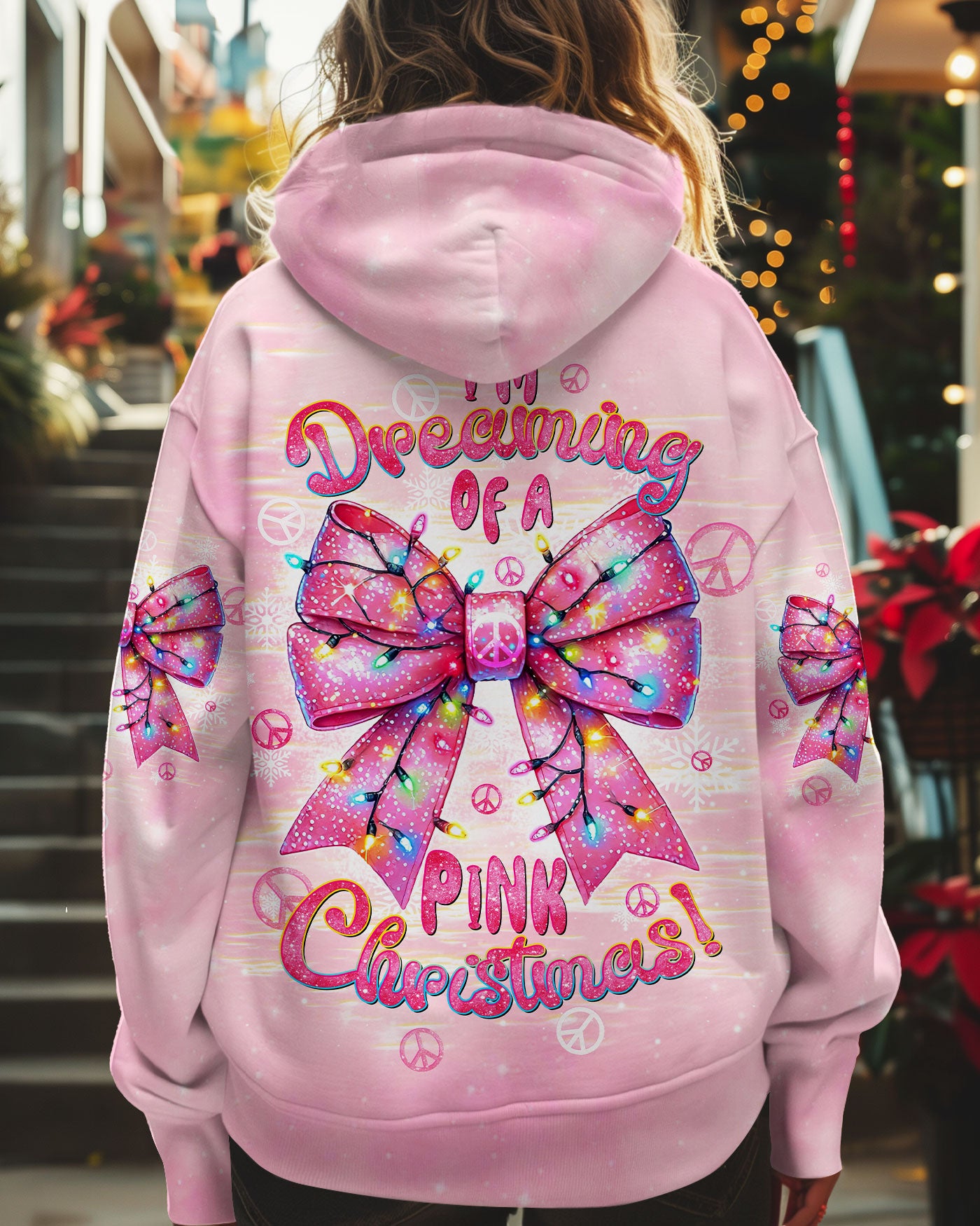 PINK CHRISTMAS BOW ALL OVER PRINT - TLTW2810245