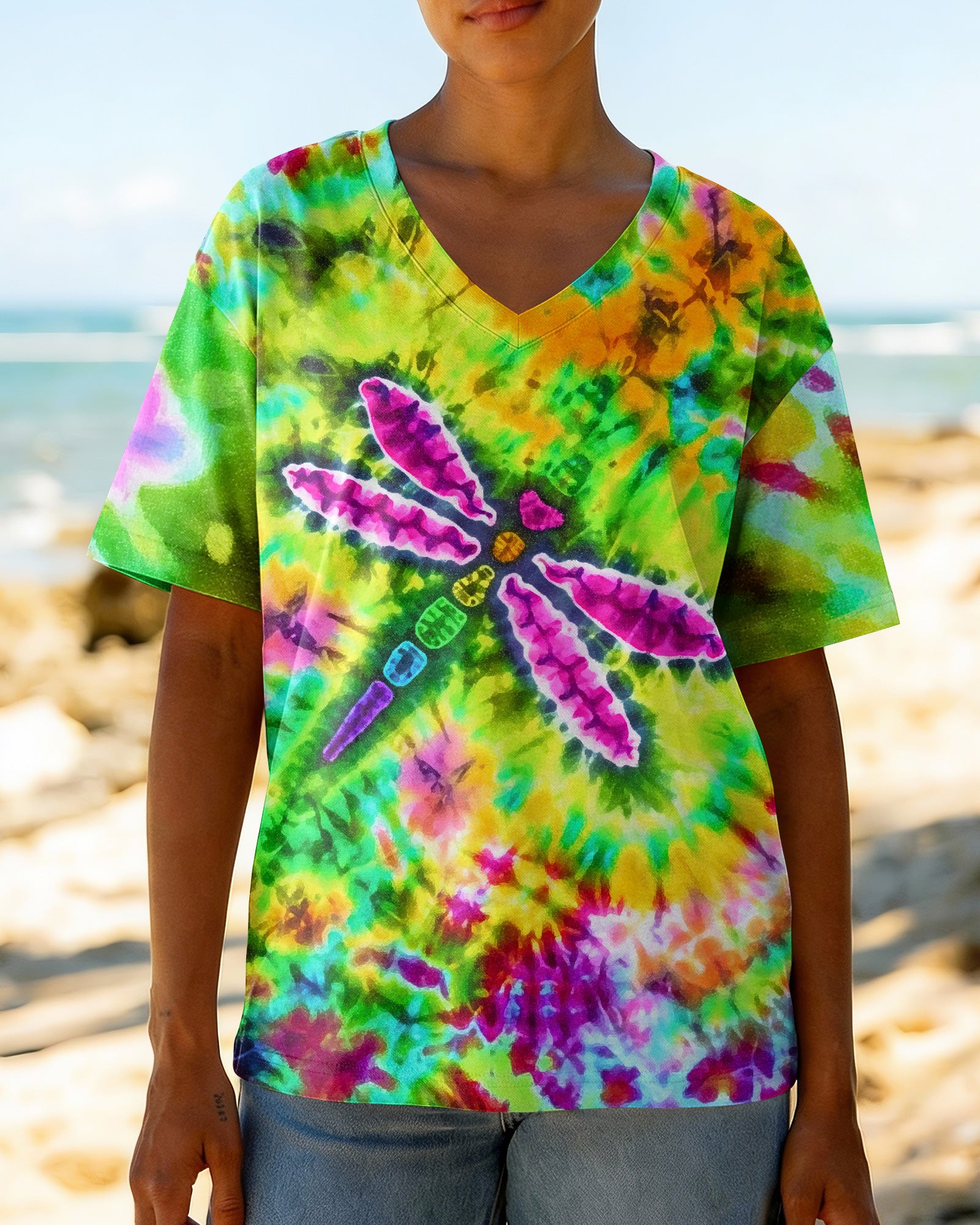 JUST BREATHE GOOD VIBES COLOR BURST ALL OVER PRINT - KM0604262
