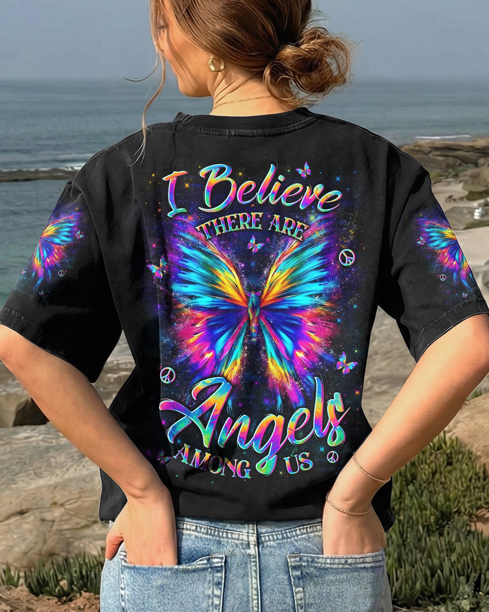 I BELIEVE THERE ARE ANGELS AMONG US BUTTERFLY ALL OVER PRINT - YHLN0402262