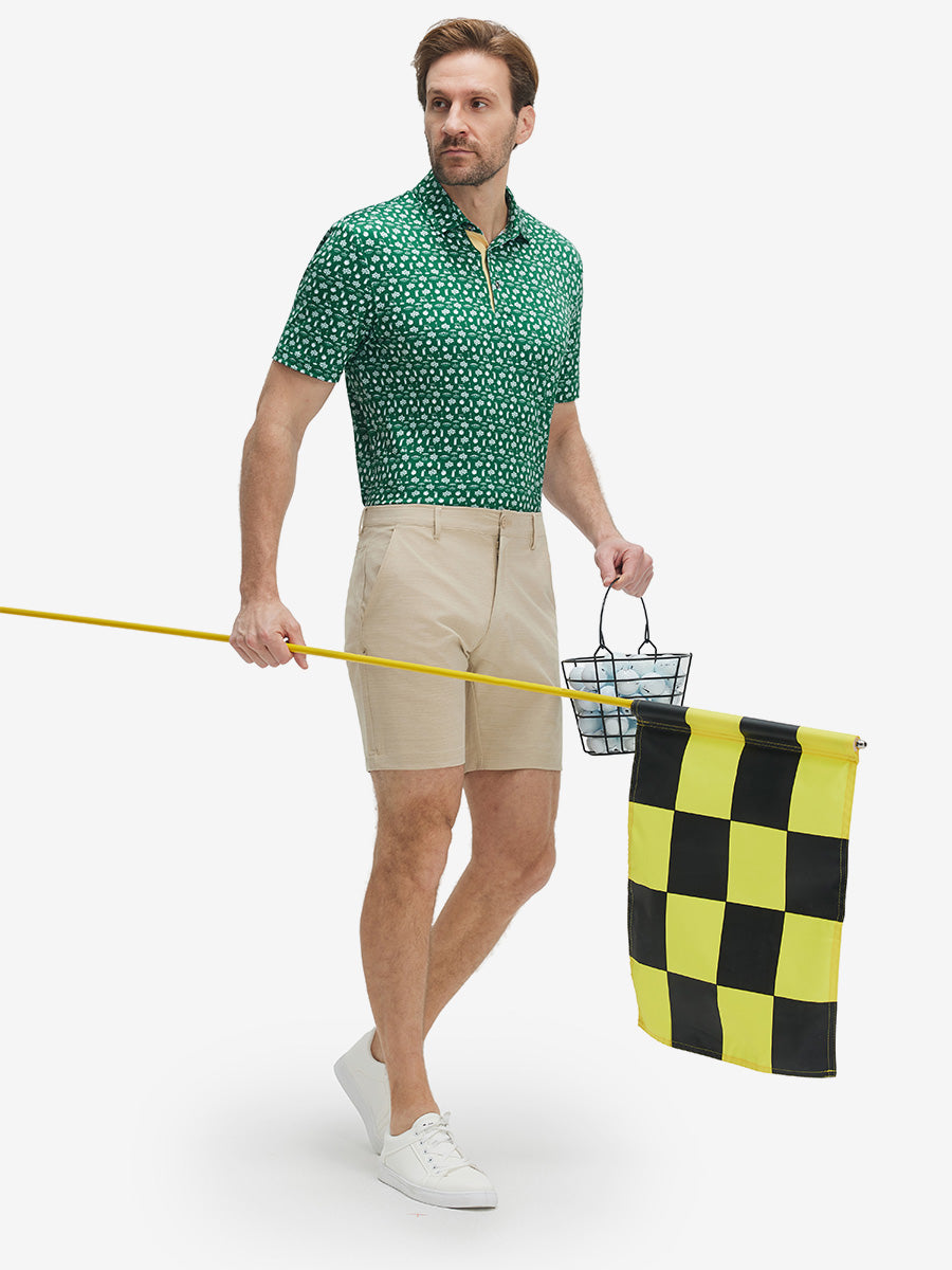 Swing in Style: 4-Way Stretch Performance Printed Golf Polo