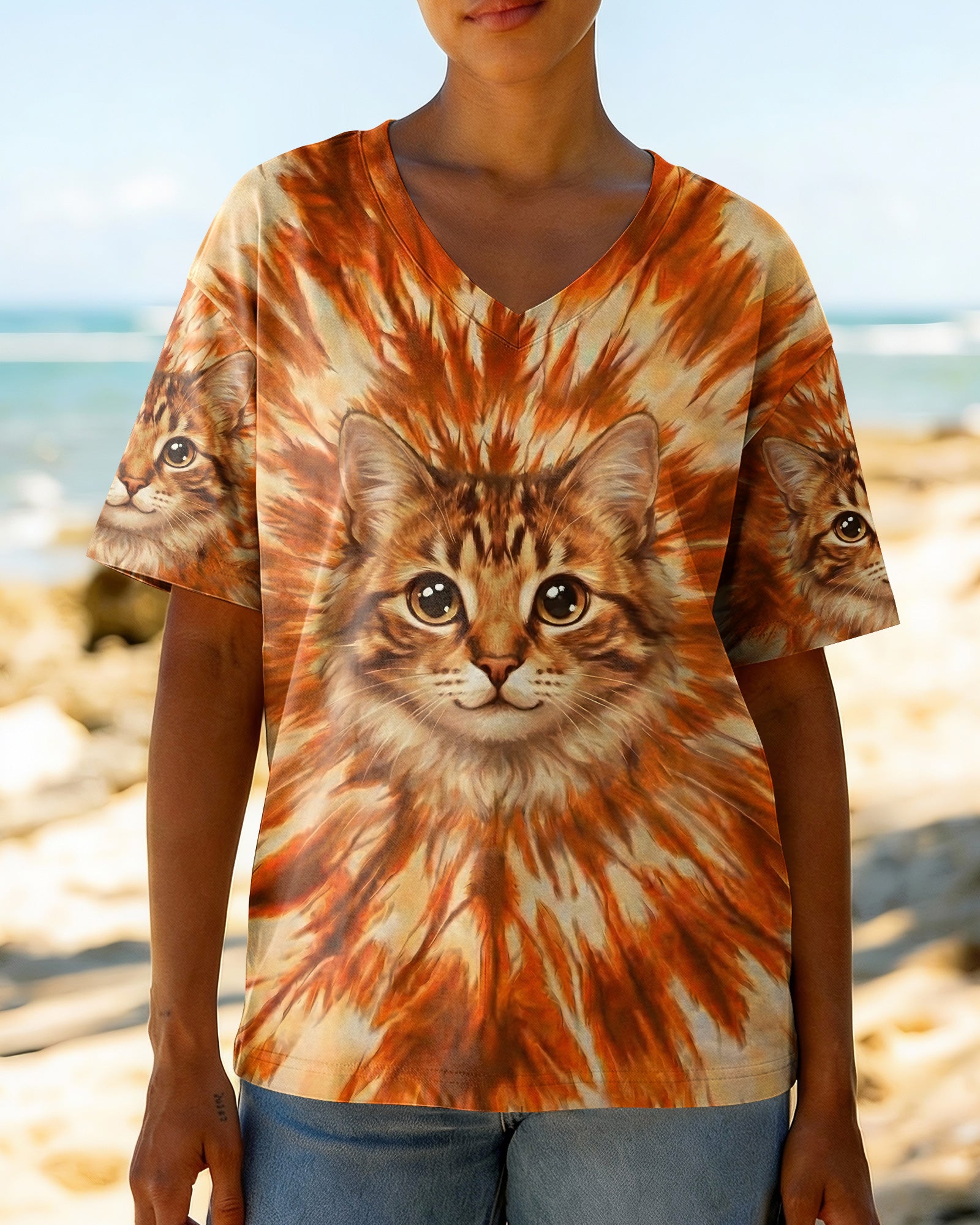 ORANGE AURA CAT ALL OVER PRINT - TYPQ2602262