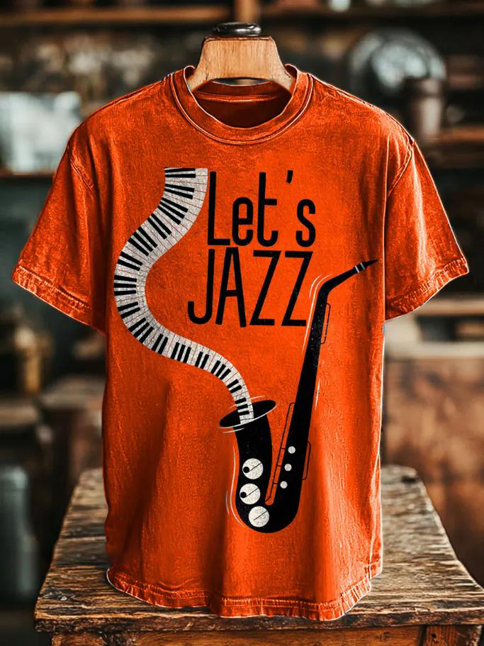 Men's Let's Jazz Saxophone Print T-Shirt