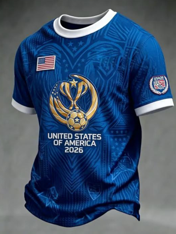 Men's United States Of America 2026 Football Print Sporty T-Shirt