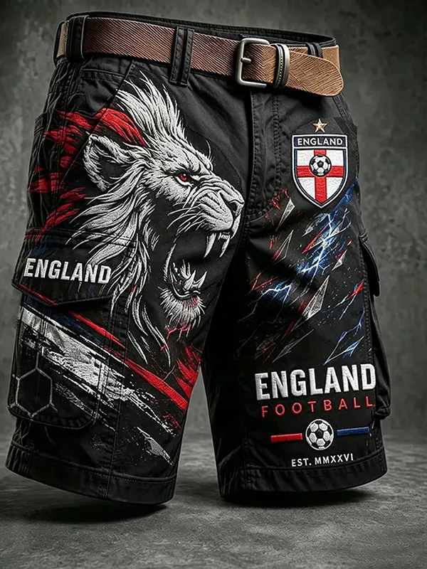 Men's Roaring Lion Lightning Print Casual Shorts