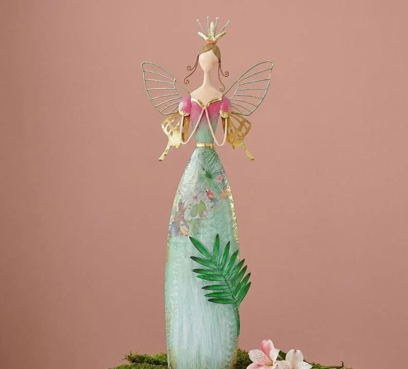 Whimsical Fairy Garden Metal Statues – Enchanted Angel Decor